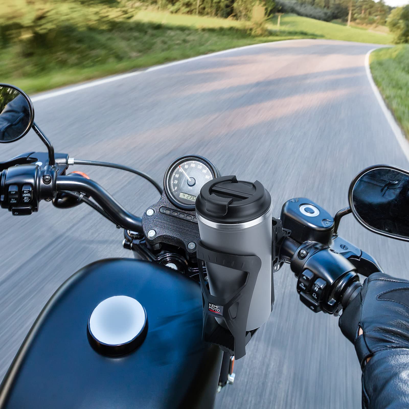 Photo of Upgraded Drink Holder with 0.6”-1.75” Metal Clamp for Motorcycles by Kemimoto - Premium for UTVs / Side by Sides