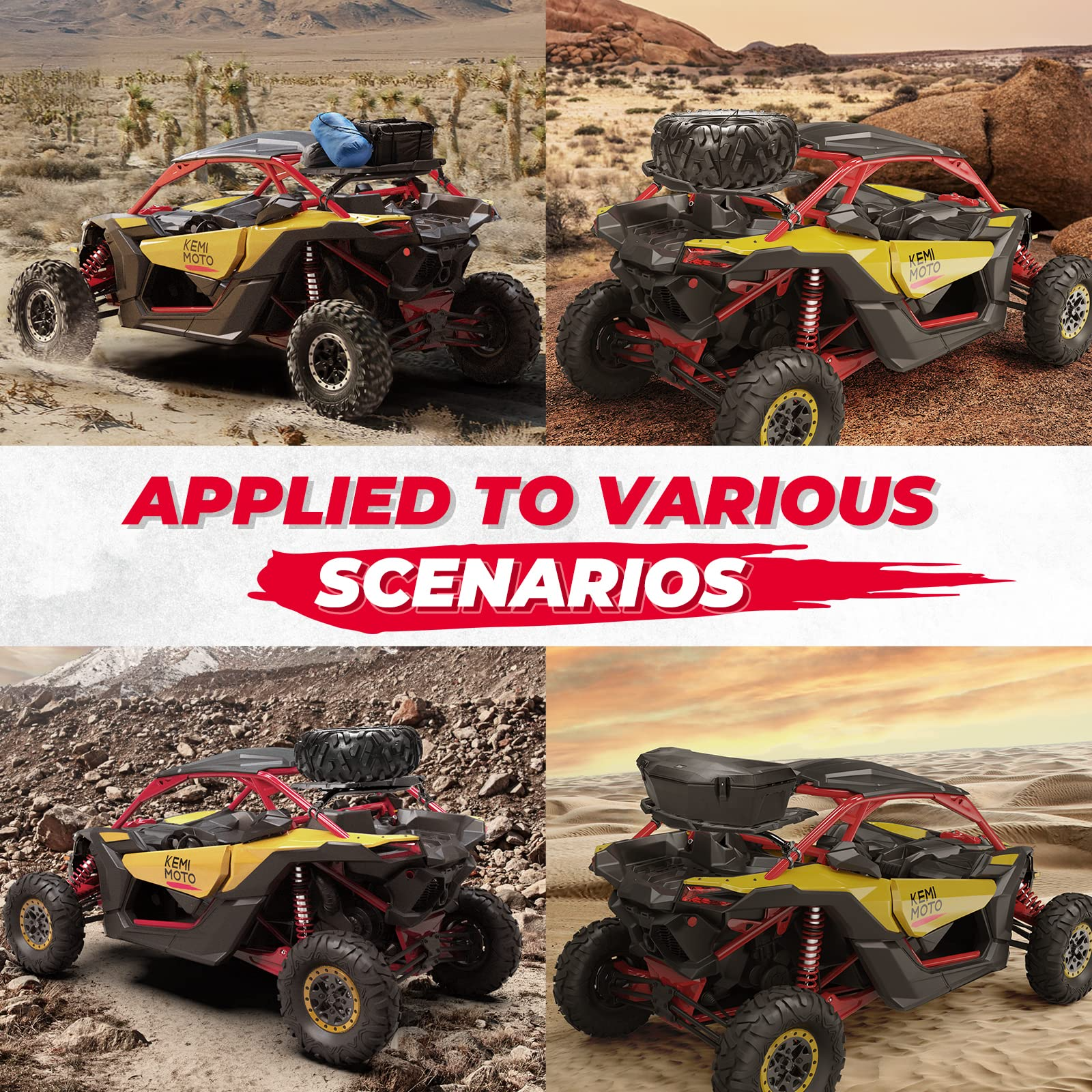 Photo of Rear Rack Spare Tire Rack with Gas Strut for Can Am X3 / X3 Max by Kemimoto - Premium for UTVs / Side by Sides