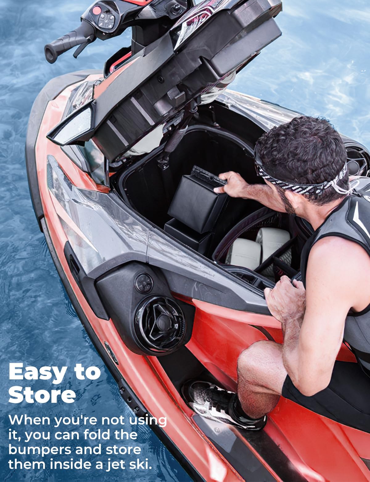 Photo of PWC Jet Ski Folding Design Bumpers with Length 25in by Kemimoto - Premium for UTVs / Side by Sides