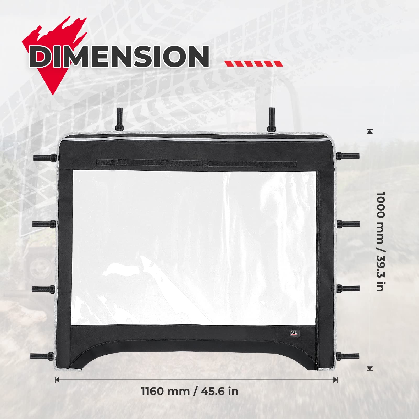 Photo of 600D Oxford Fabric Front Windshield for Kawasaki Mule 610 600 SX 600 by Kemimoto - Premium for UTVs / Side by Sides