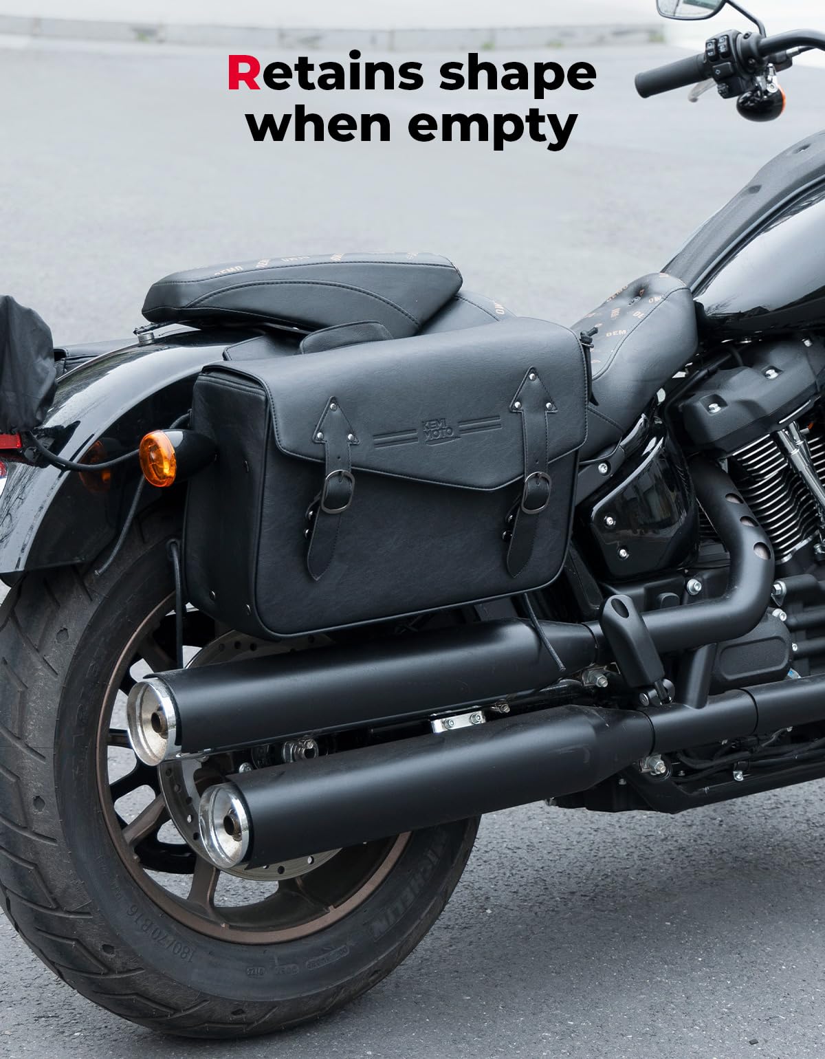 Photo of Leather Saddlebags for Sportster Softail Dyna (1 Pair) by Kemimoto - Premium for UTVs / Side by Sides