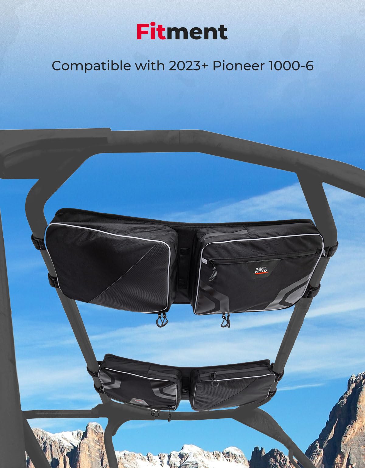 Photo of Overhead Storage Bag for Pioneer 1000 3P 6P/Polaris RZR XP 4 1000/Uforce 1000 by Kemimoto - Premium for UTVs / Side by Sides