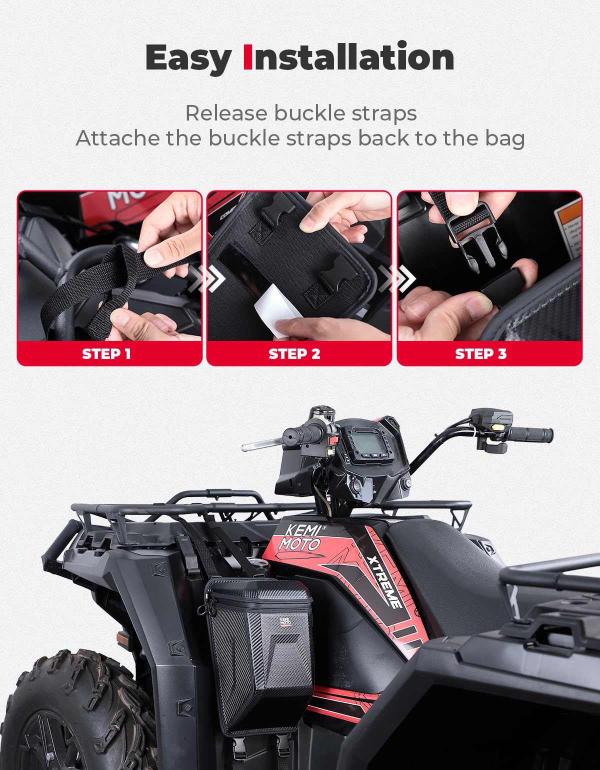 Photo of Universal ATV Fender Bag 5.5L for Polaris Sportsman Grizzly Cfmoto by Kemimoto - Premium for UTVs / Side by Sides