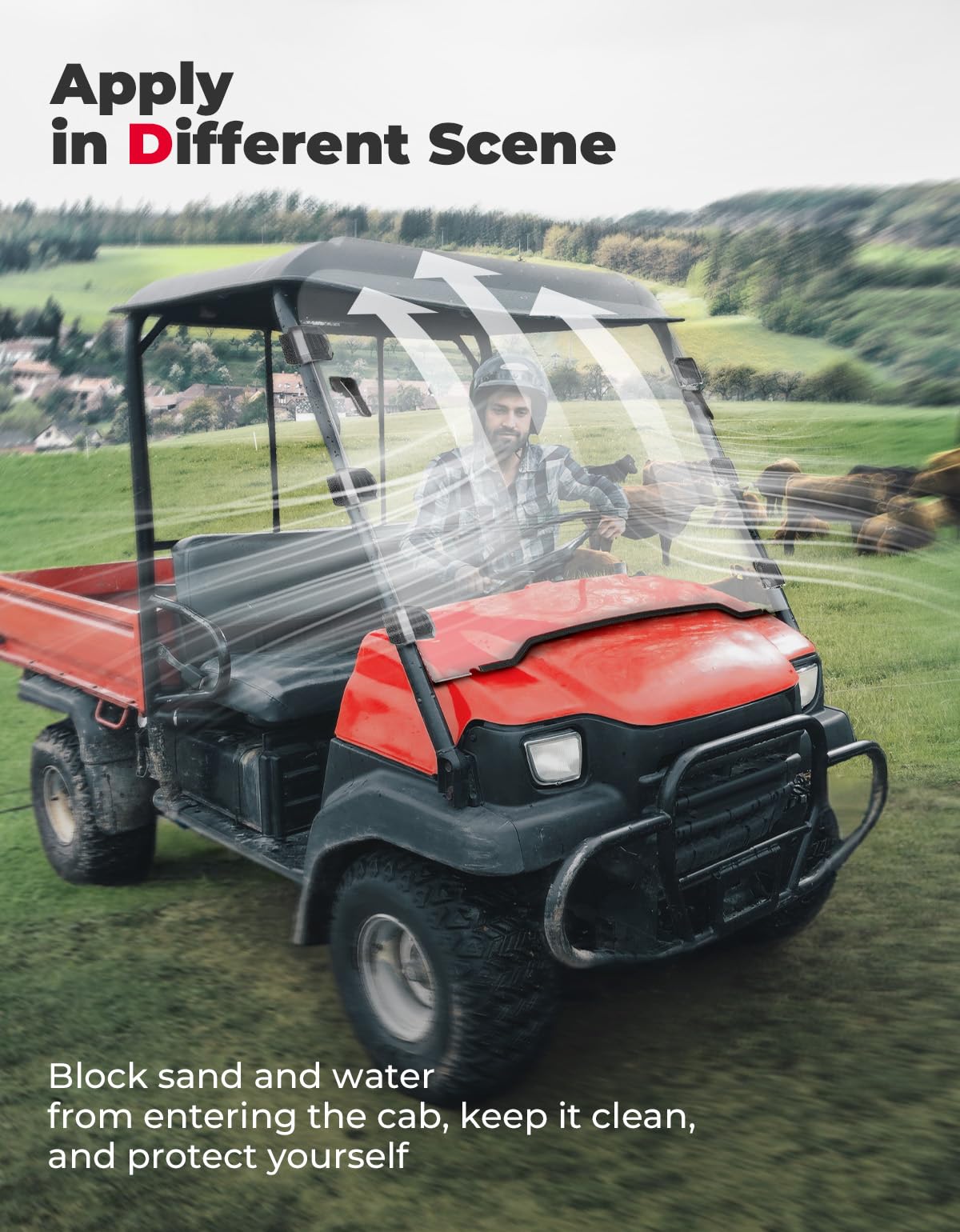 Photo of UTV Windshield for Kawasaki Mule 3010 by Kemimoto - Premium for UTVs / Side by Sides