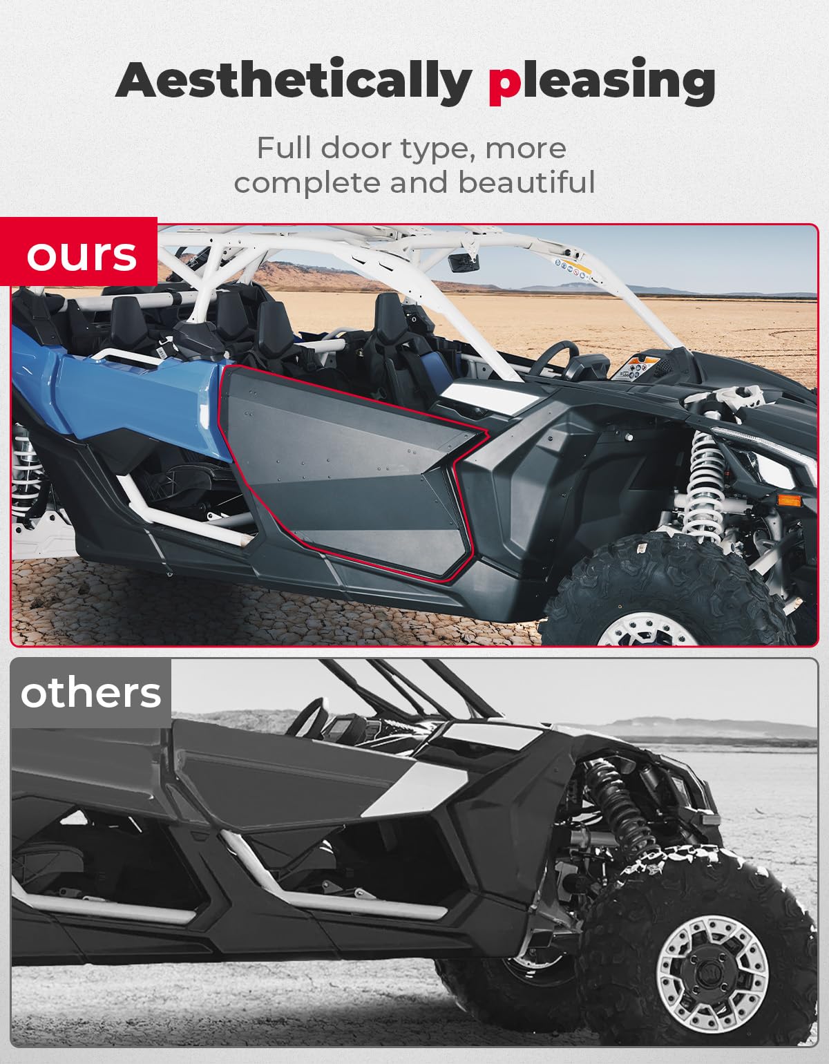 Photo of Set of Aluminum Front Full Doors for Can-Am Maverick X3 and X3 Max by Kemimoto - Premium for UTVs / Side by Sides