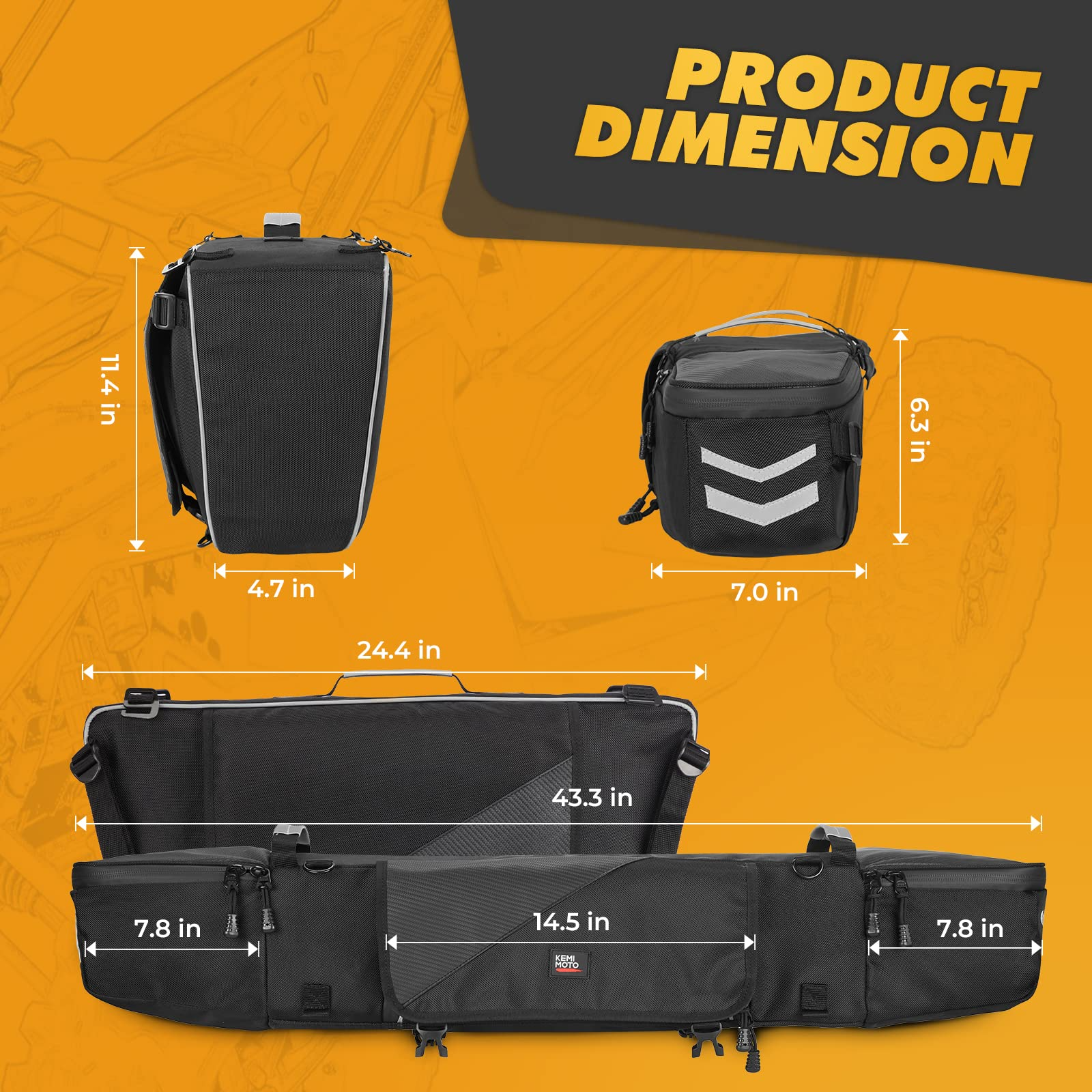 Photo of Upgraded 1680D Rear Cargo Bag for Polaris RZR XP 1000 2014-2023 by Kemimoto - Premium for UTVs / Side by Sides