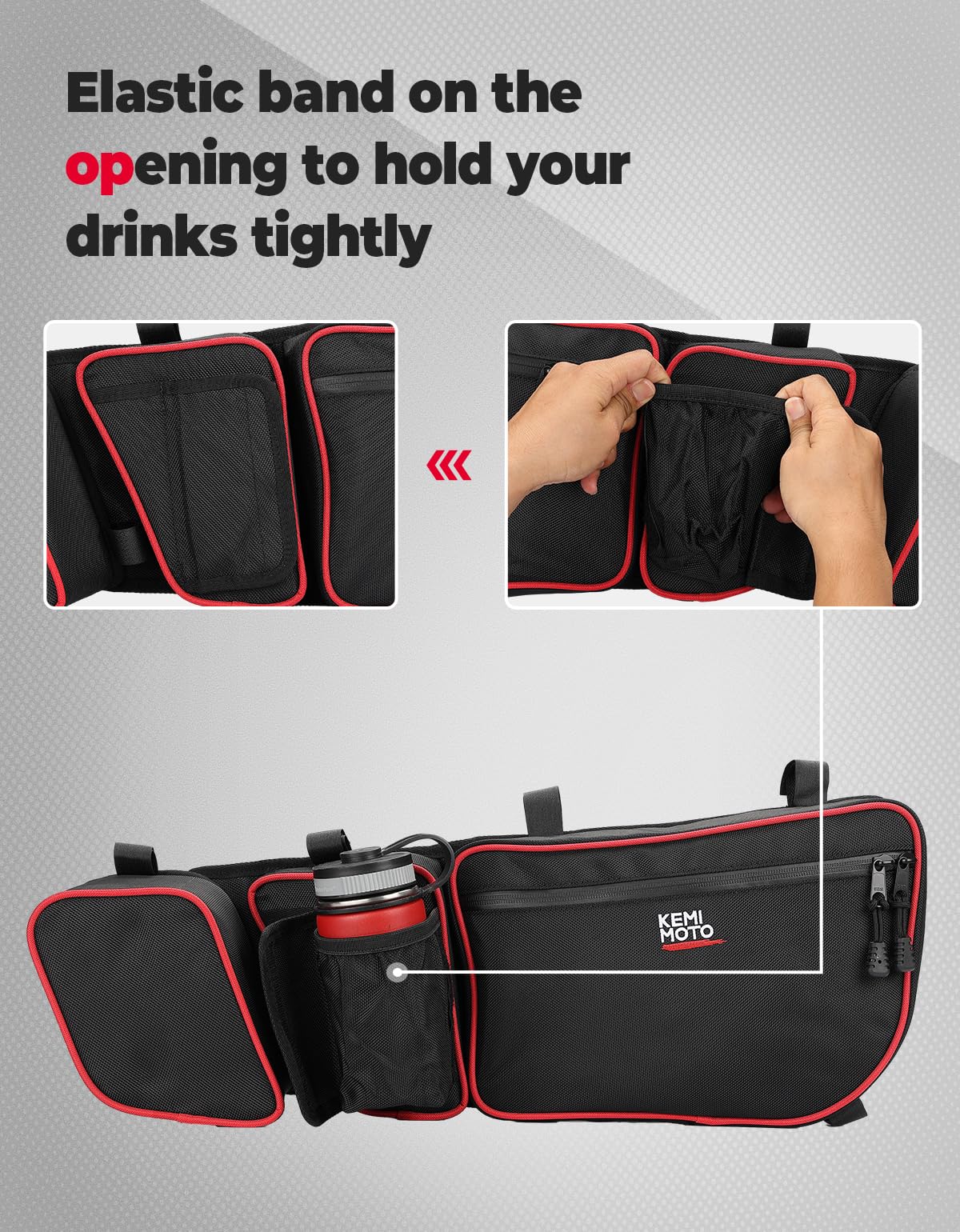 Photo of Kemimoto Door Bags with Removable Knee Pads for Can-Am Maverick X3 - Red by Kemimoto - Premium for UTVs / Side by Sides