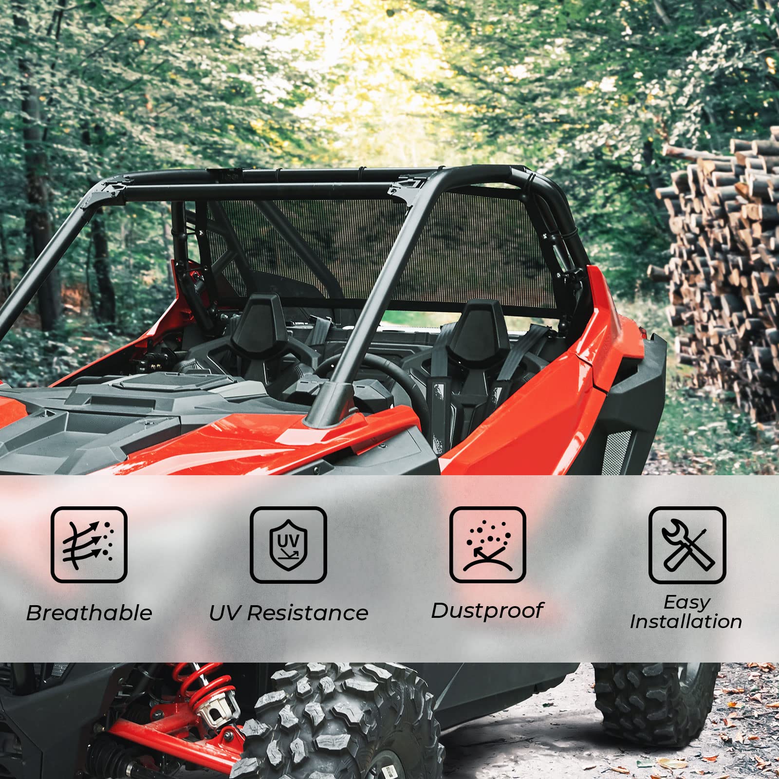 Photo of Soft Rear Window Net Mesh for Polaris RZR PRO XP by Kemimoto - Premium for UTVs / Side by Sides