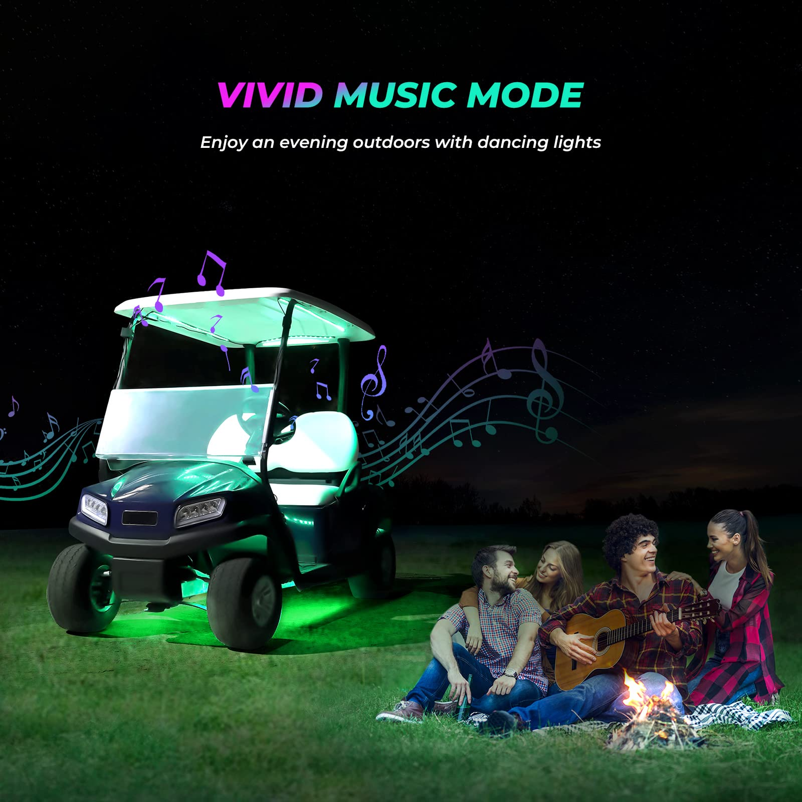 Photo of Golf Cart Million Colors Underglow LED Light Kit 12V 12PCS by Kemimoto - Premium for UTVs / Side by Sides