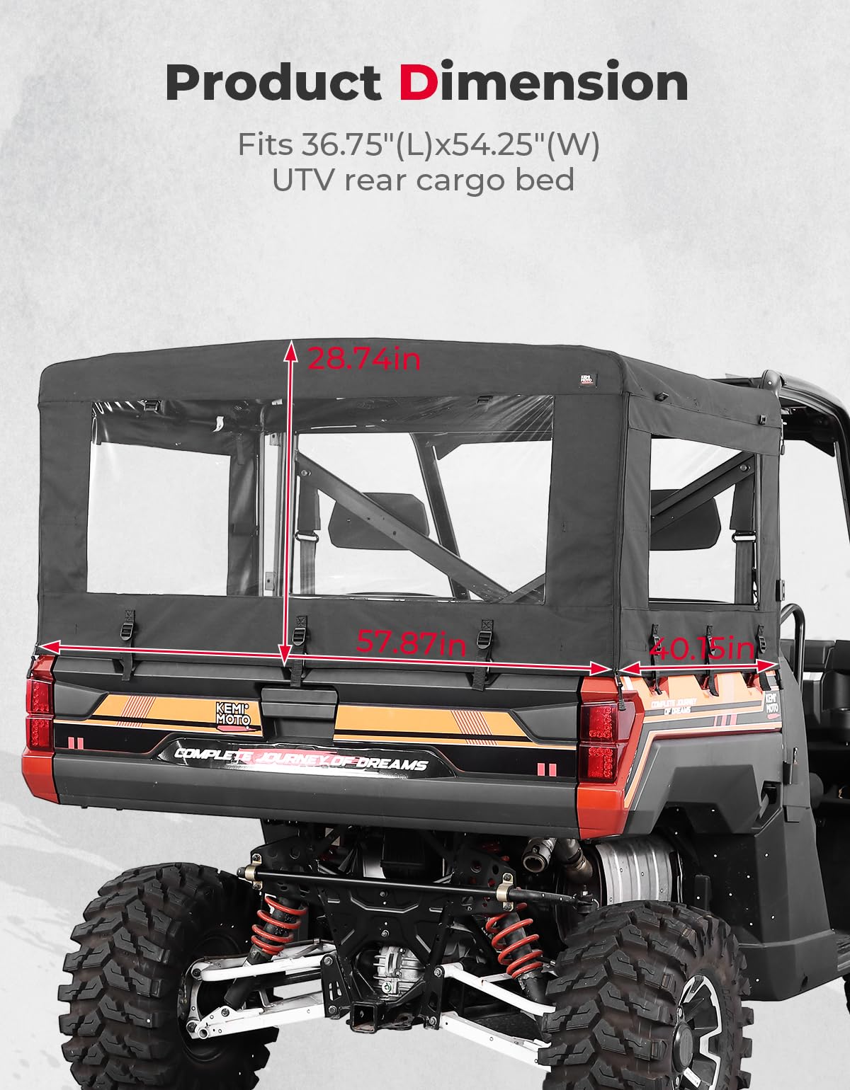 Photo of UTV Soft Cargo Camper Bed Cover Rack for Polaris Ranger 570 Full-size/XP 900/1000 / XP 1000 / Crew by Kemimoto - Premium for UTVs / Side by Sides