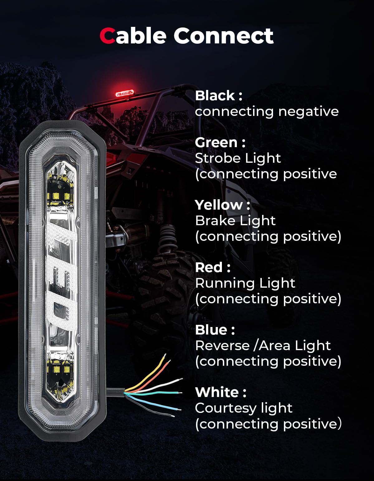 Photo of UTV Universial LED Chase Brake Tail Lights for RZR Ranger Maverick X3 by Kemimoto - Premium for UTVs / Side by Sides