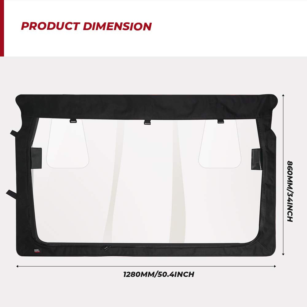 Photo of Rear Windshield with Zipper Back for Yamaha Rhino / Massimo by Kemimoto - Premium for UTVs / Side by Sides
