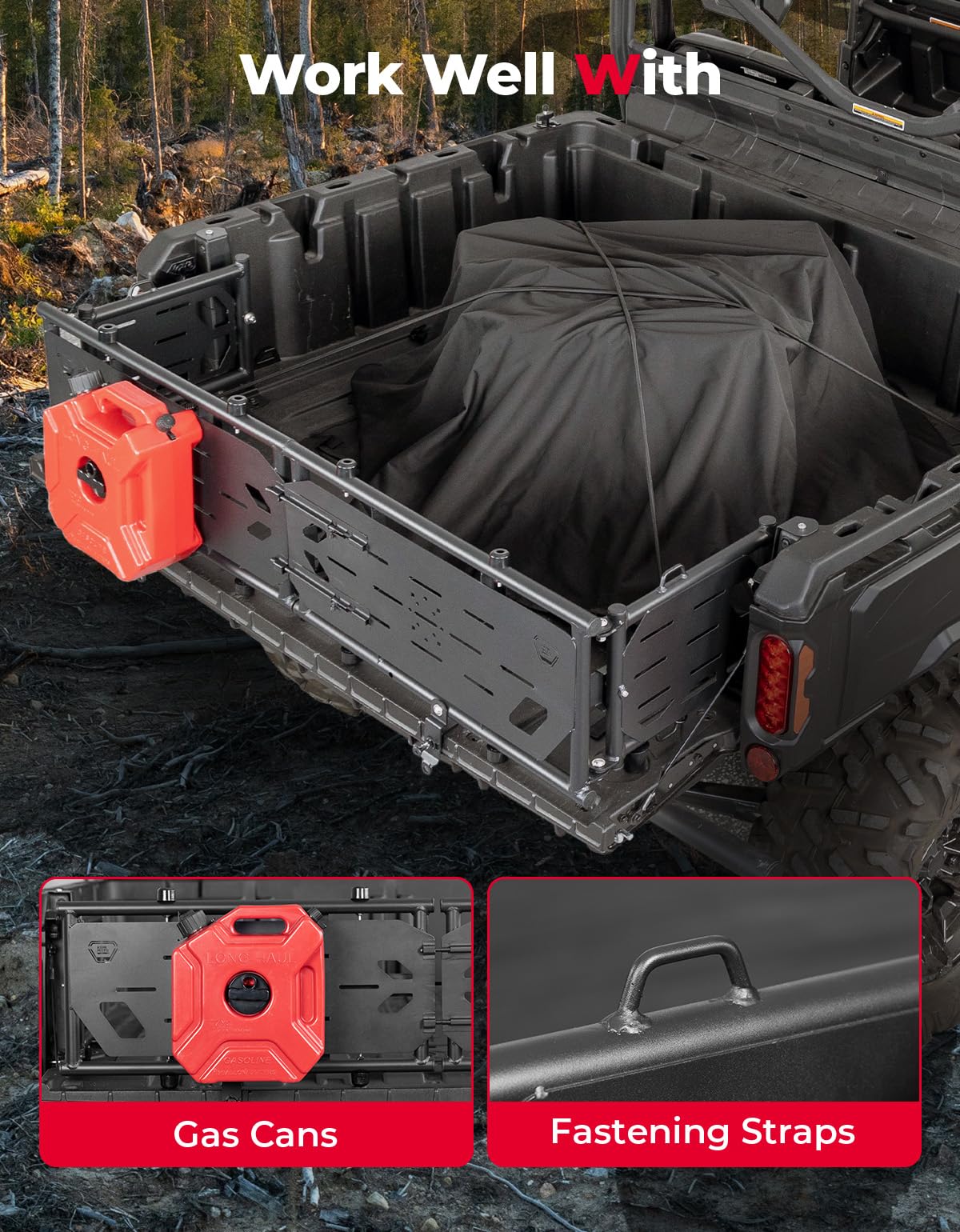Photo of Heavy-Duty Bed Extender for Can-Am Defender HD10|9|8|7|5 by Kemimoto - Premium for UTVs / Side by Sides