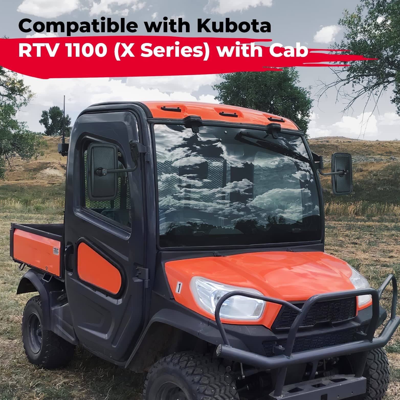 Photo of Set of Side View Mirrors for Kubota RTV X1100C by Kemimoto - Premium for UTVs / Side by Sides