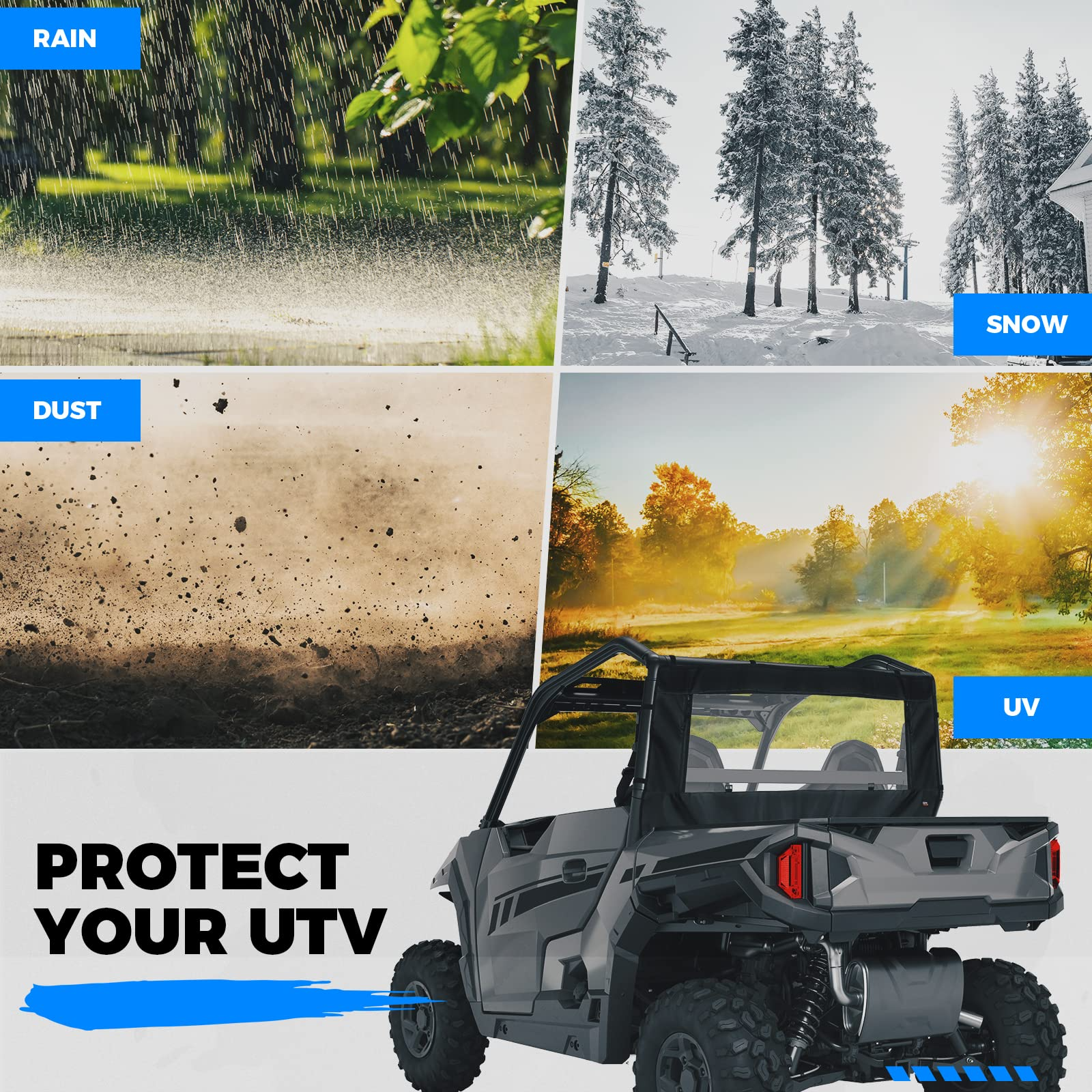 Photo of PVC Soft Rear Windshield for Polaris General 1000 /XP 1000 by Kemimoto - Premium for UTVs / Side by Sides
