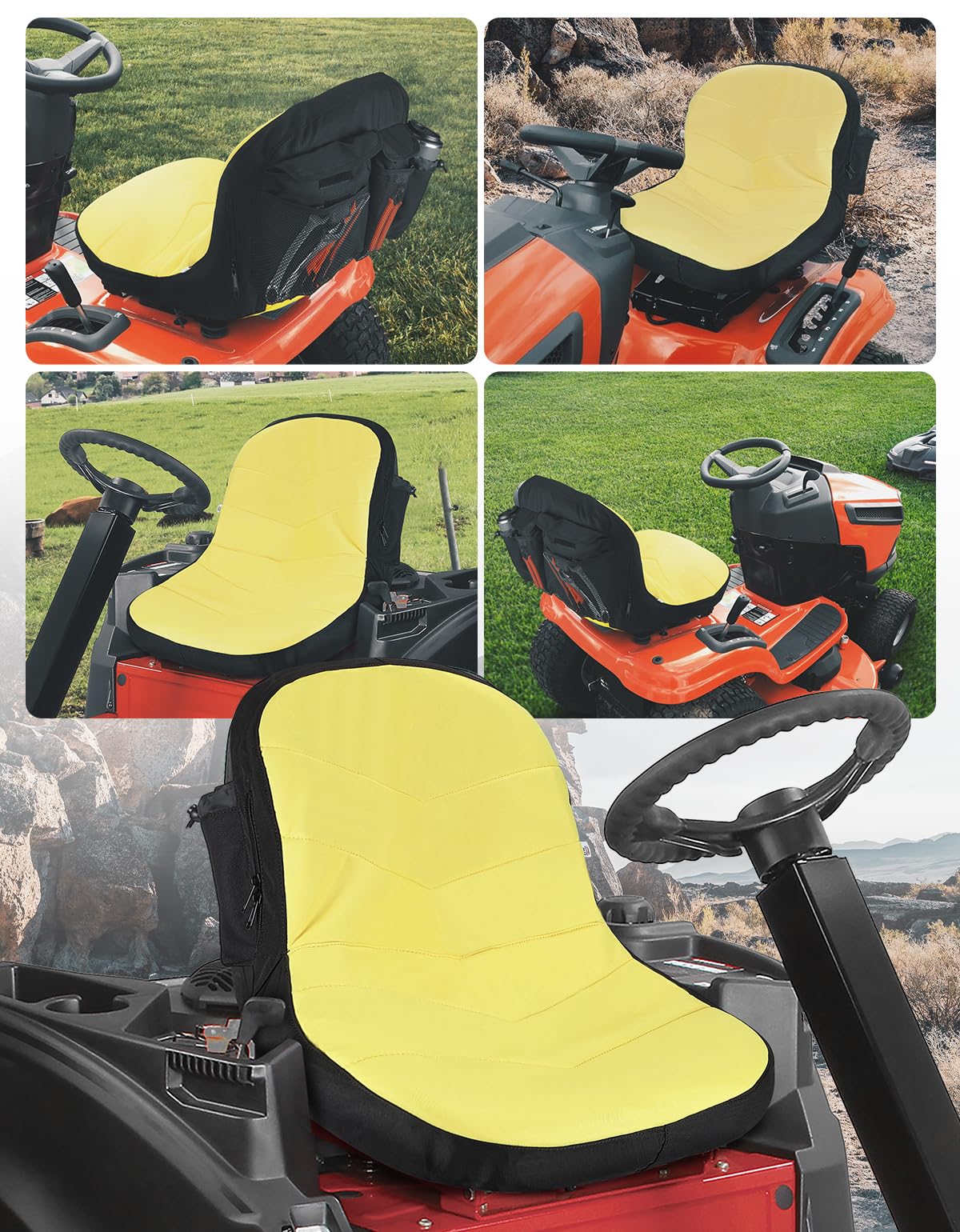 Photo of Universal Riding Lawn Mower Seat Cover For 12.5"-14" High Seats by Kemimoto - Premium for UTVs / Side by Sides