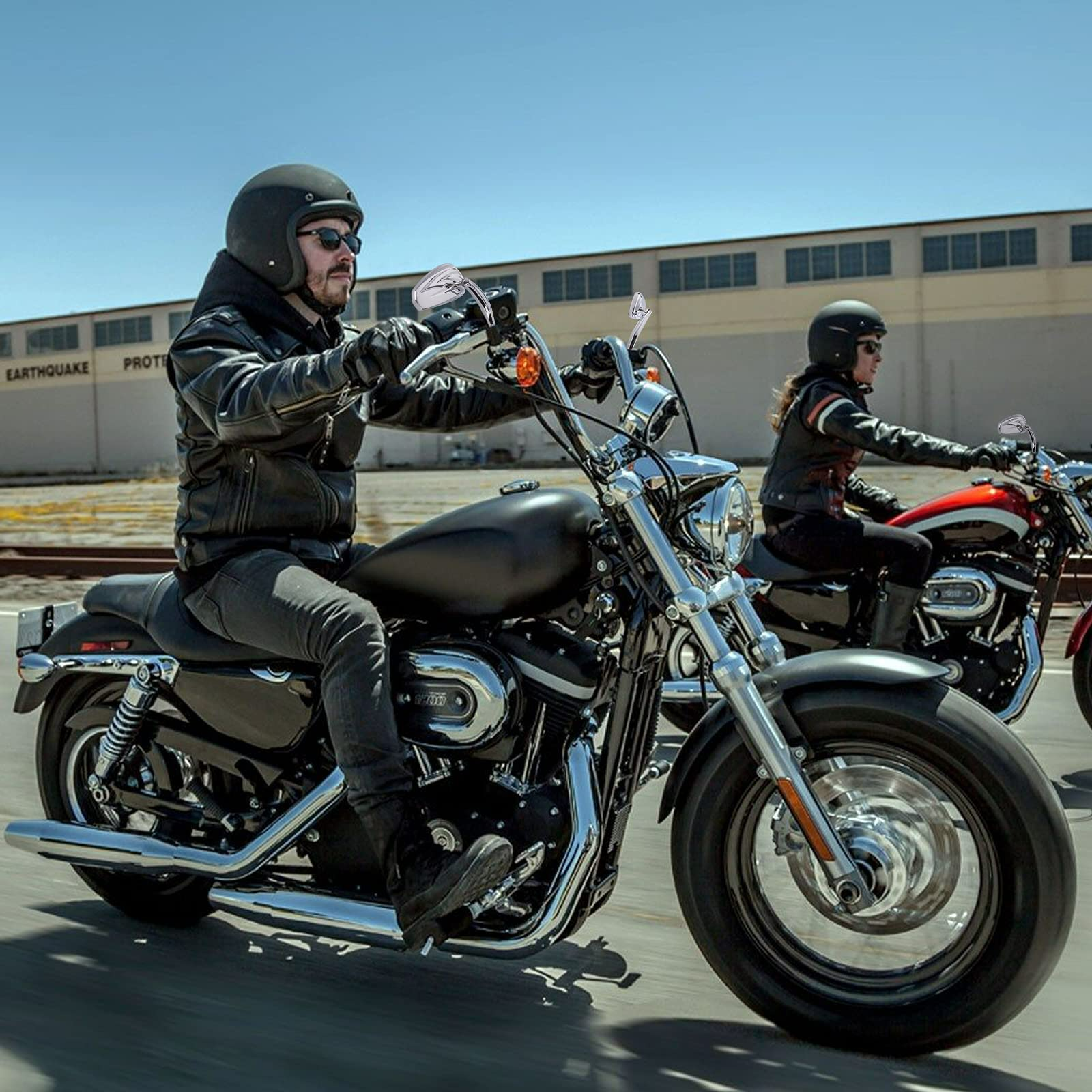 Photo of Long Stem Rear View Mirrors for Harley by Kemimoto - Premium for UTVs / Side by Sides