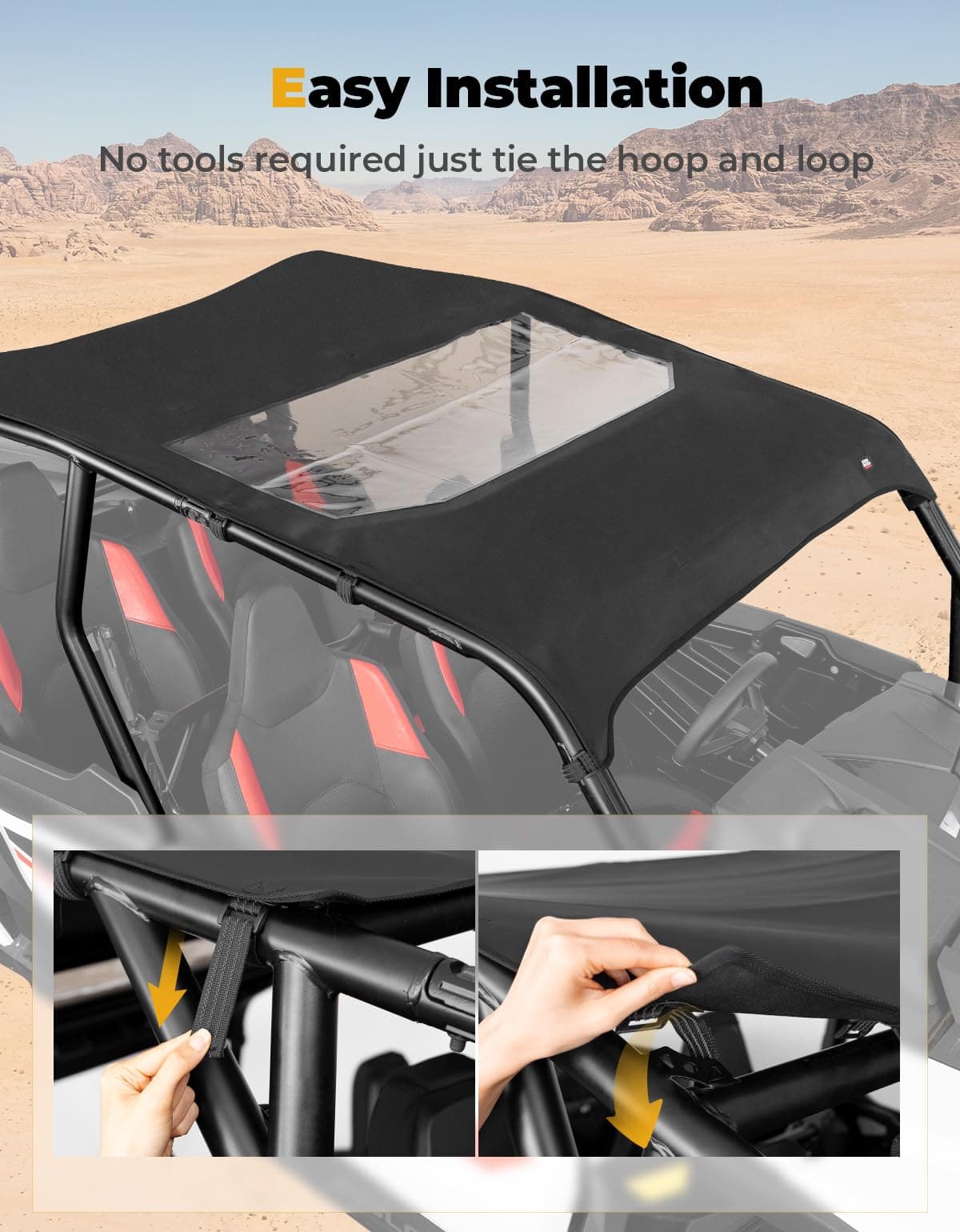 Photo of PVC Soft Roof Top for Polaris RZR XP 4 1000 2024-2025 by Kemimoto - Premium for UTVs / Side by Sides