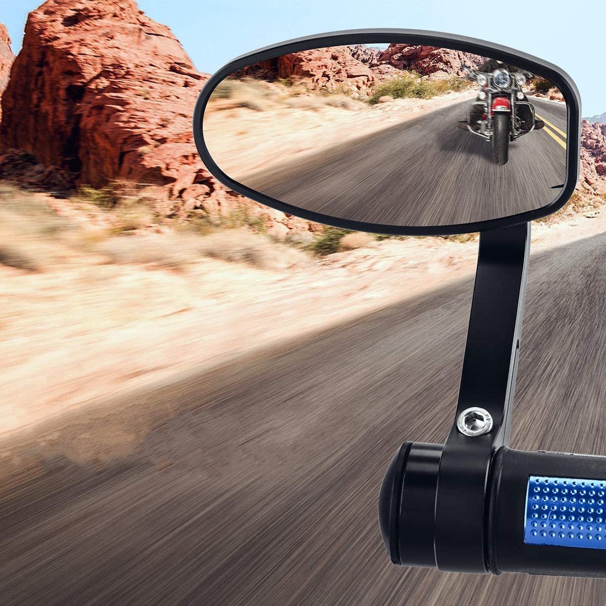 Photo of Motorcycle Handlebar Rearview Mirrors by Kemimoto - Premium for UTVs / Side by Sides
