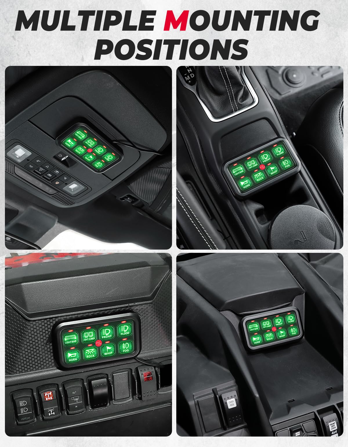 Photo of Kemimoto 12-24V 8 Gang Switch Panel for Cars, UTVs, Trucks, Wrangler & RZR X3 by Kemimoto - Premium for UTVs / Side by Sides