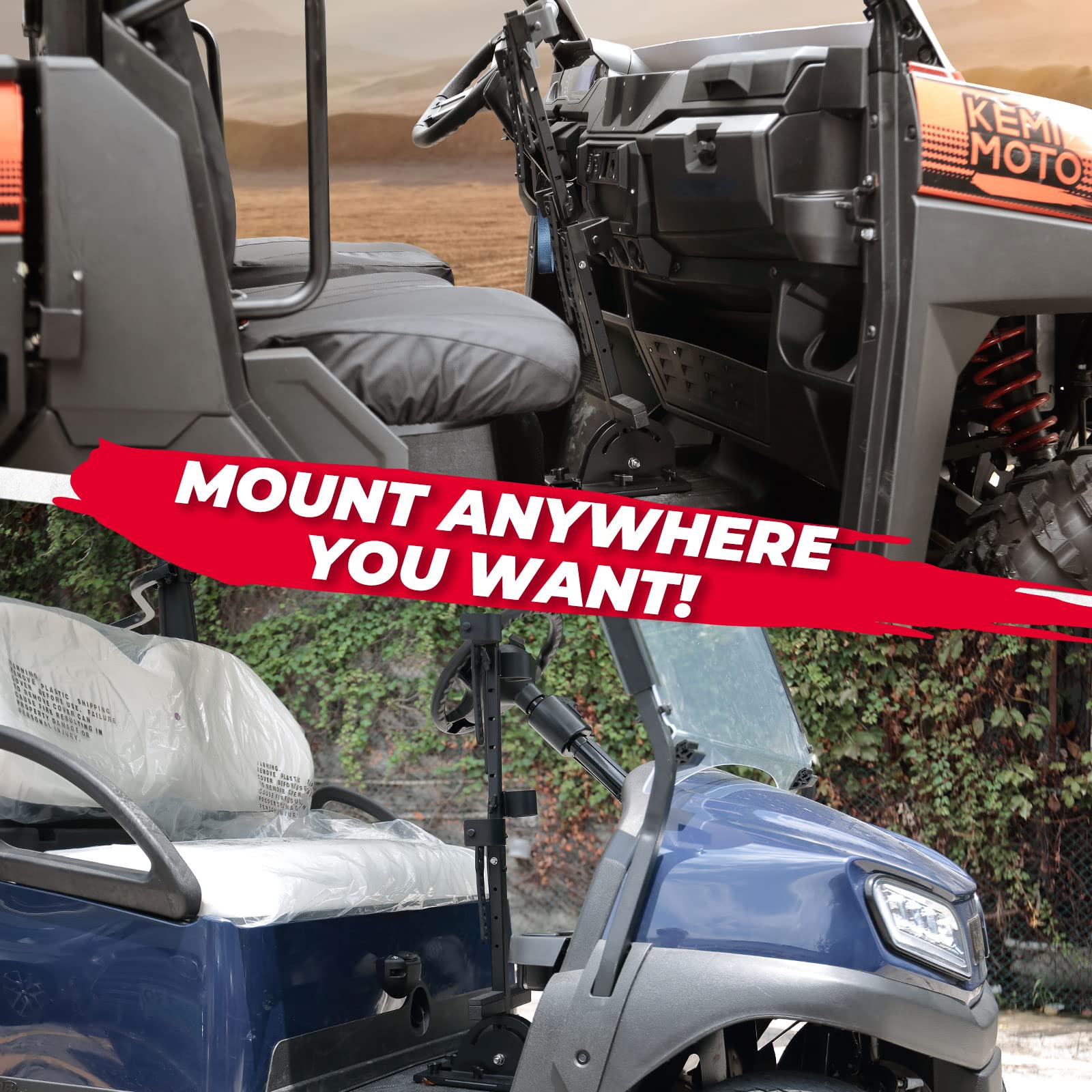 Photo of UTV Shotgun Holder, Floor Vertical Mount Holder by Kemimoto - Premium for UTVs / Side by Sides