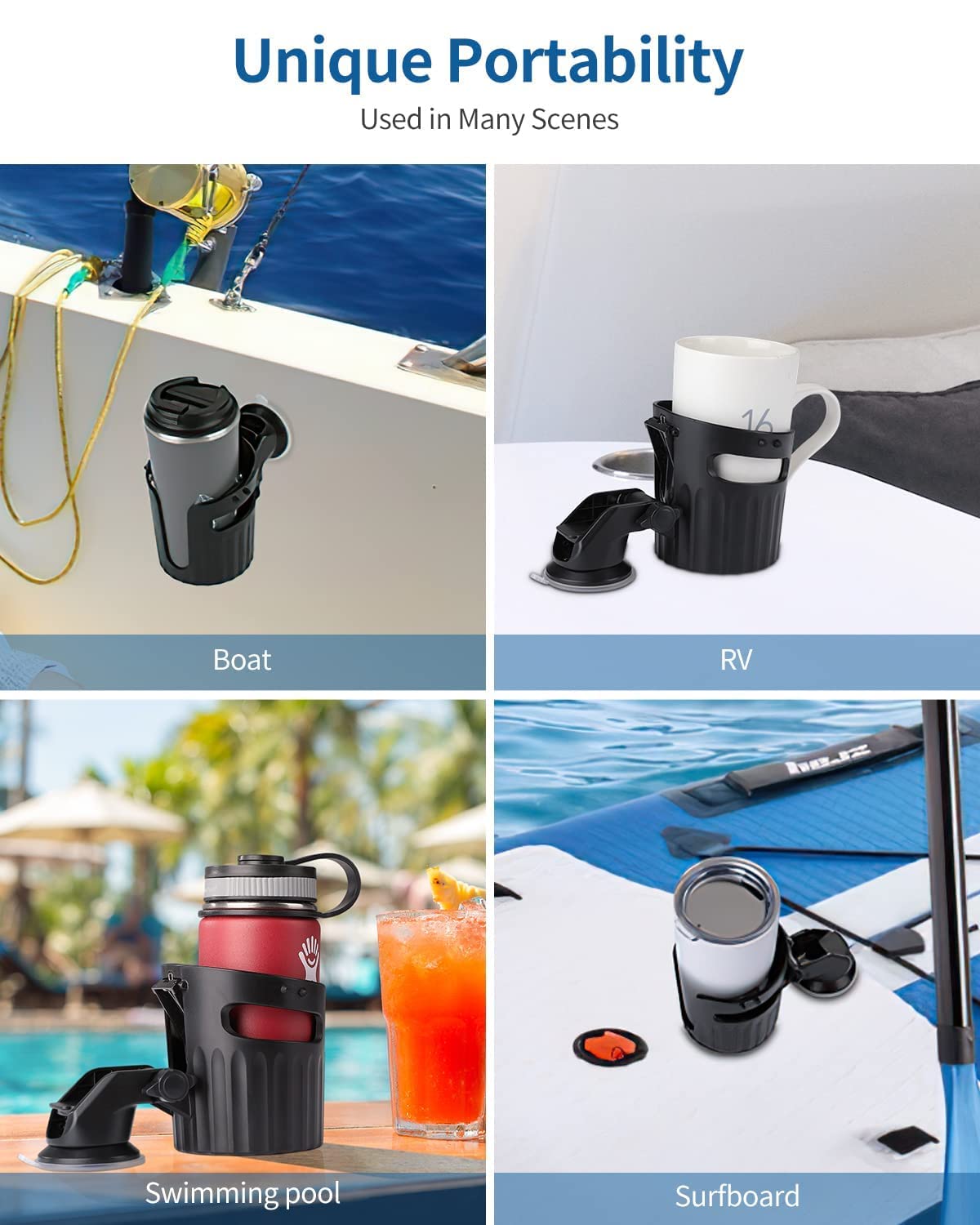Photo of Suction Cup Holder with Tongue Depressor 90-Degree Adjustable by Kemimoto - Premium for UTVs / Side by Sides