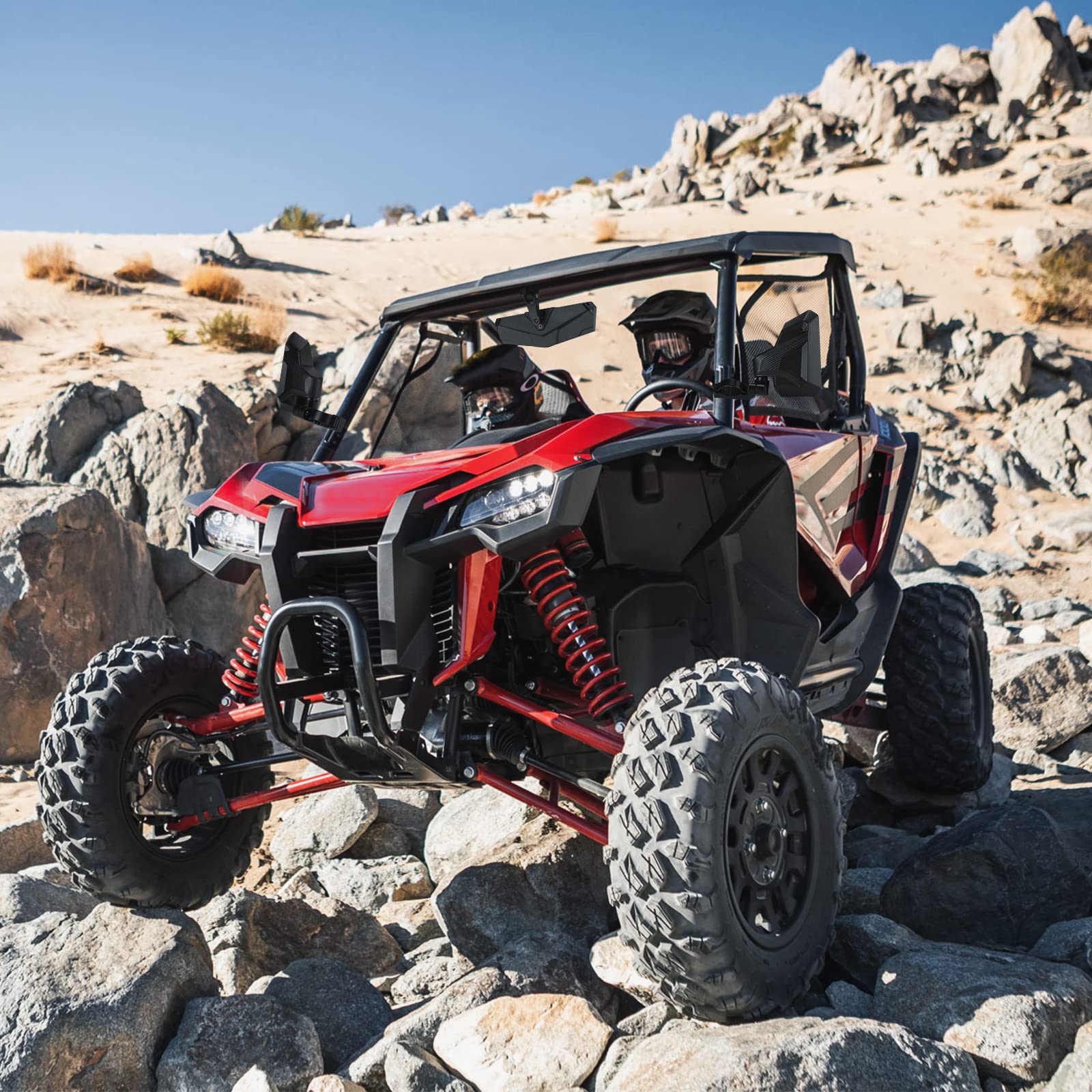 Photo of UTV Side Mirrors and Center Mirror for Can Am Maverick X3/ RZR w/ 1.6"-2" Roll Bar by Kemimoto - Premium for UTVs / Side by Sides