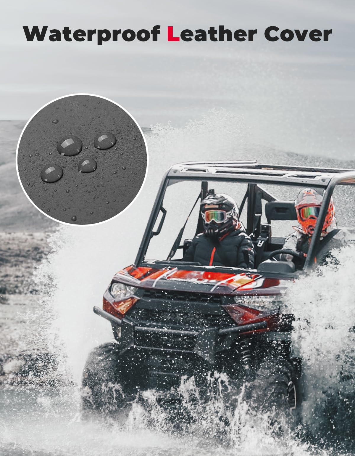 Photo of UTV Leather Seat Covers with Pocket for Polaris Ranger XP 1000/Crew by Kemimoto - Premium for UTVs / Side by Sides