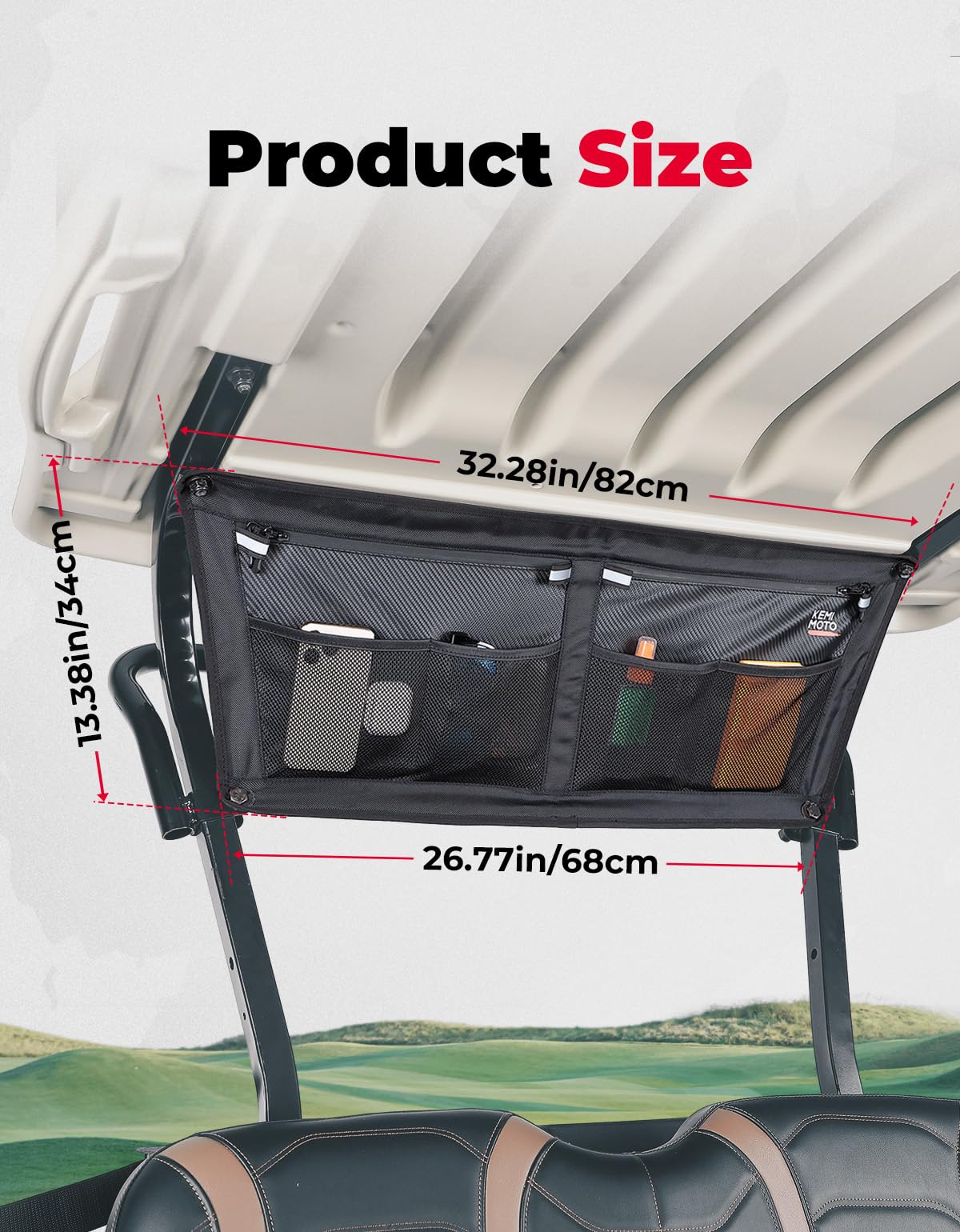Photo of Golf Cart Overhead Storage Bag for 2/2+2 Passenger EZGO RXV by Kemimoto - Premium for UTVs / Side by Sides