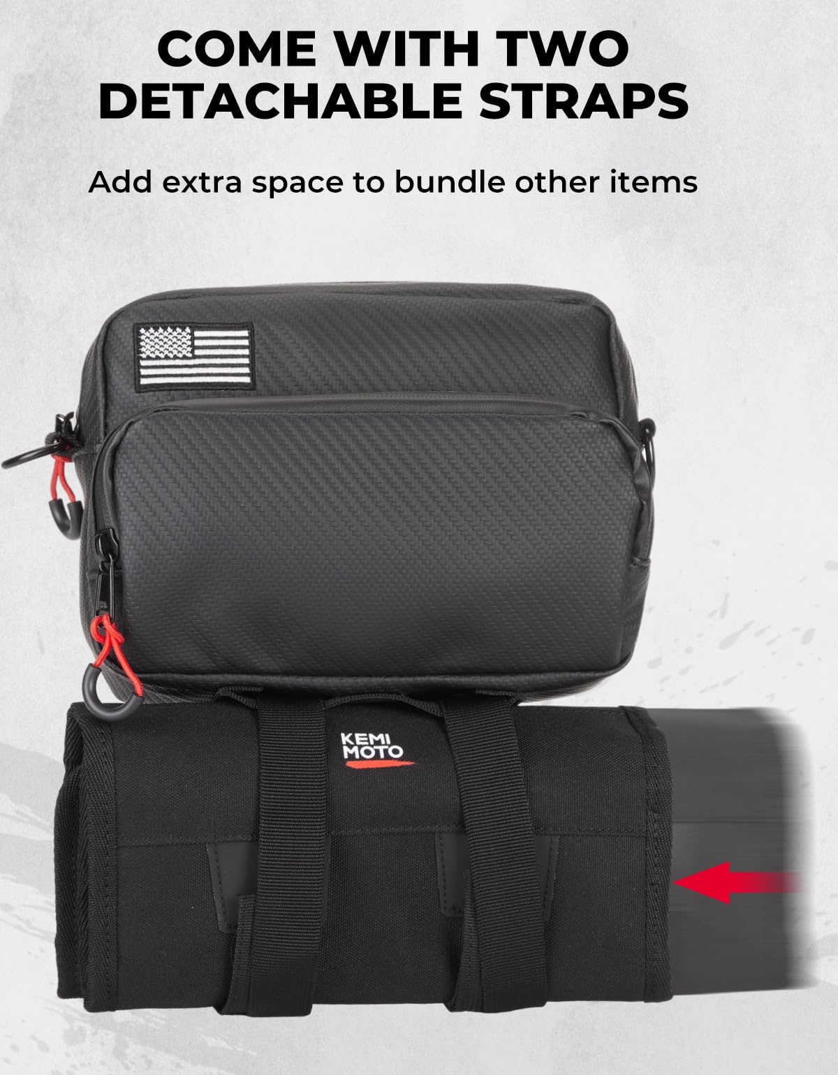 Photo of Motorcycle Handlebar Bag with Waterproof Cover by Kemimoto - Premium for UTVs / Side by Sides