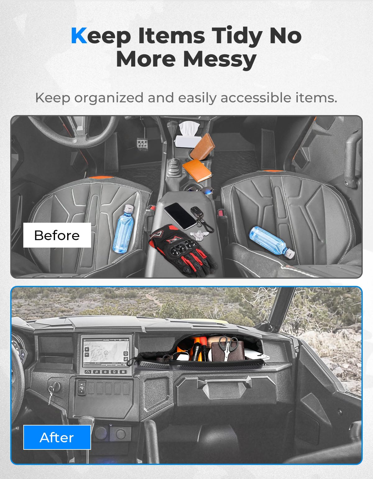 Photo of Dashboard Storage Bag for Polaris General 1000/4 1000 by Kemimoto - Premium for UTVs / Side by Sides