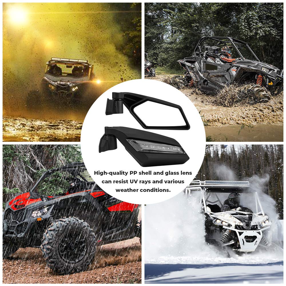 Photo of One Pair LED Side Mirrors for Can-Am Maverick X3 | X3 MAX by Kemimoto - Premium for UTVs / Side by Sides