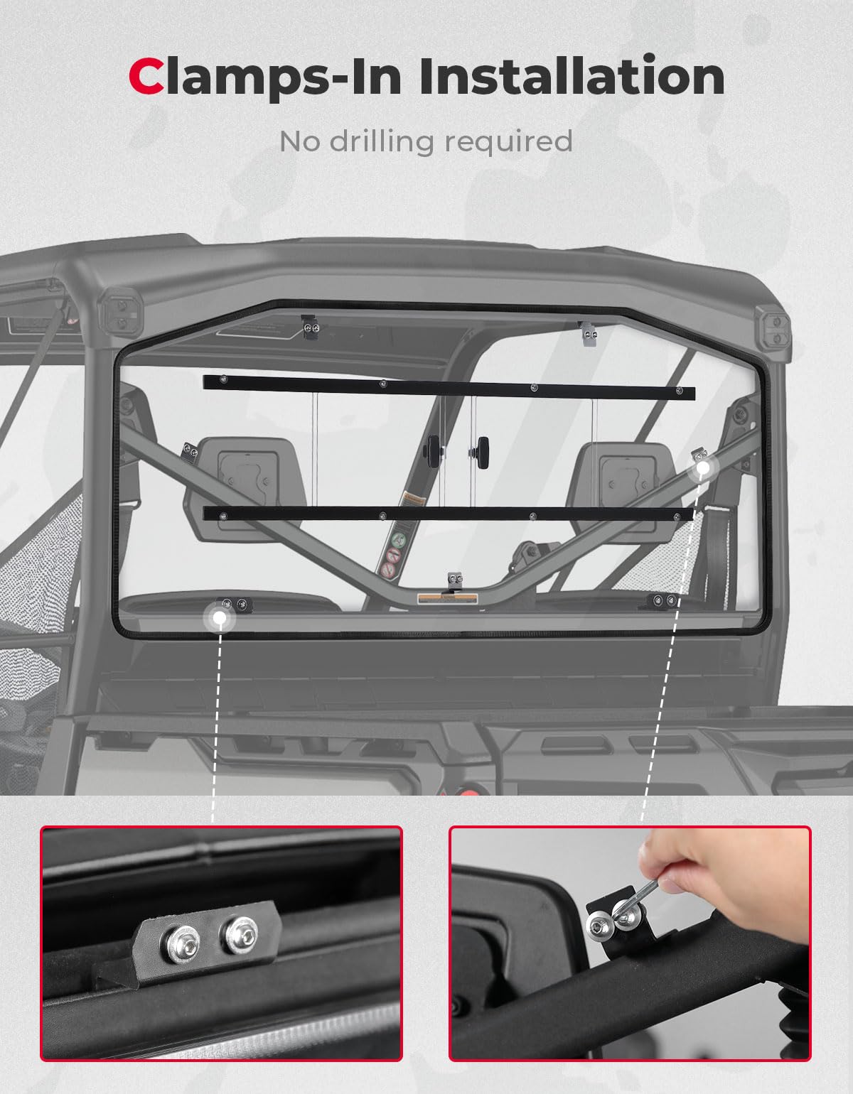 Photo of Sliding Rear Windshield for Can-Am Defender HD10|9|8|7|5 by Kemimoto - Premium for UTVs / Side by Sides