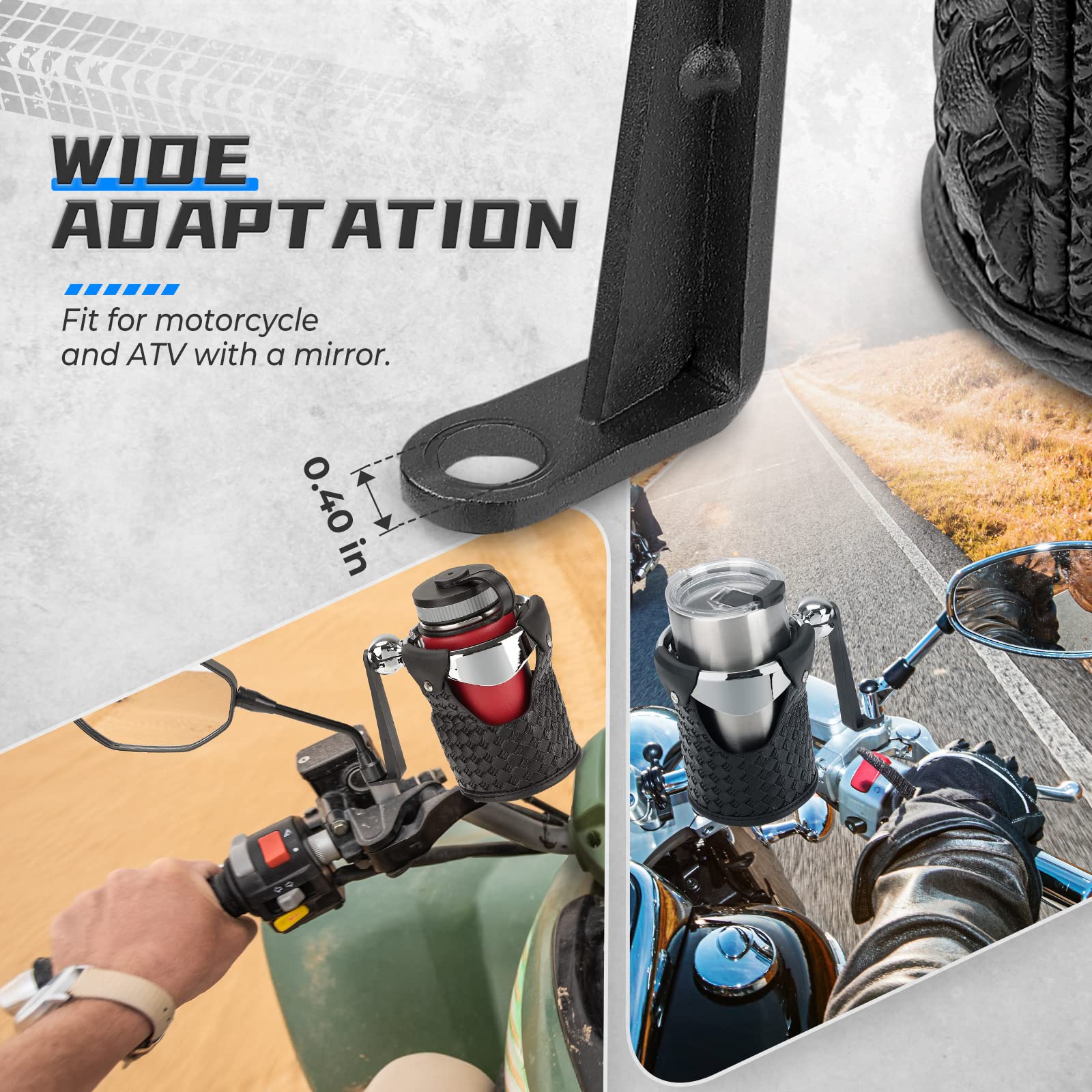 Photo of Upgraded Motorcycle ATV Cup Holder by Kemimoto - Premium for UTVs / Side by Sides