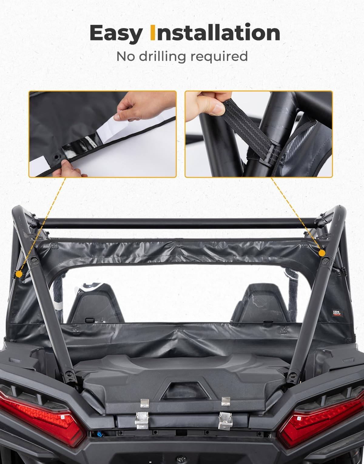 Photo of Rear Soft Windshield for Polaris RZR XP 1000 / XP 4 1000 2024-2025 by Kemimoto - Premium for UTVs / Side by Sides