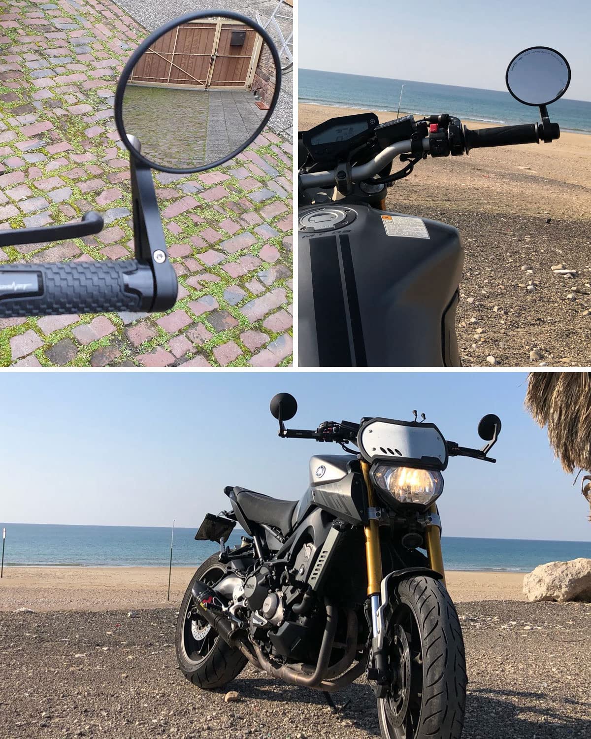 Photo of Universal Motorcycle Bar End Mirrors by Kemimoto - Premium for UTVs / Side by Sides
