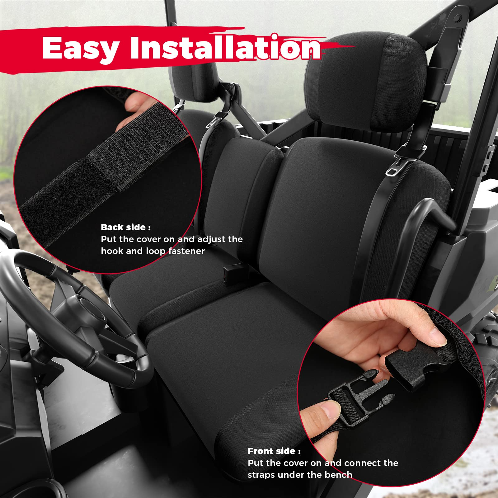 Photo of UTV Seat Cover for Can Am Defender HD5|7|8|9|10 by Kemimoto - Premium for UTVs / Side by Sides