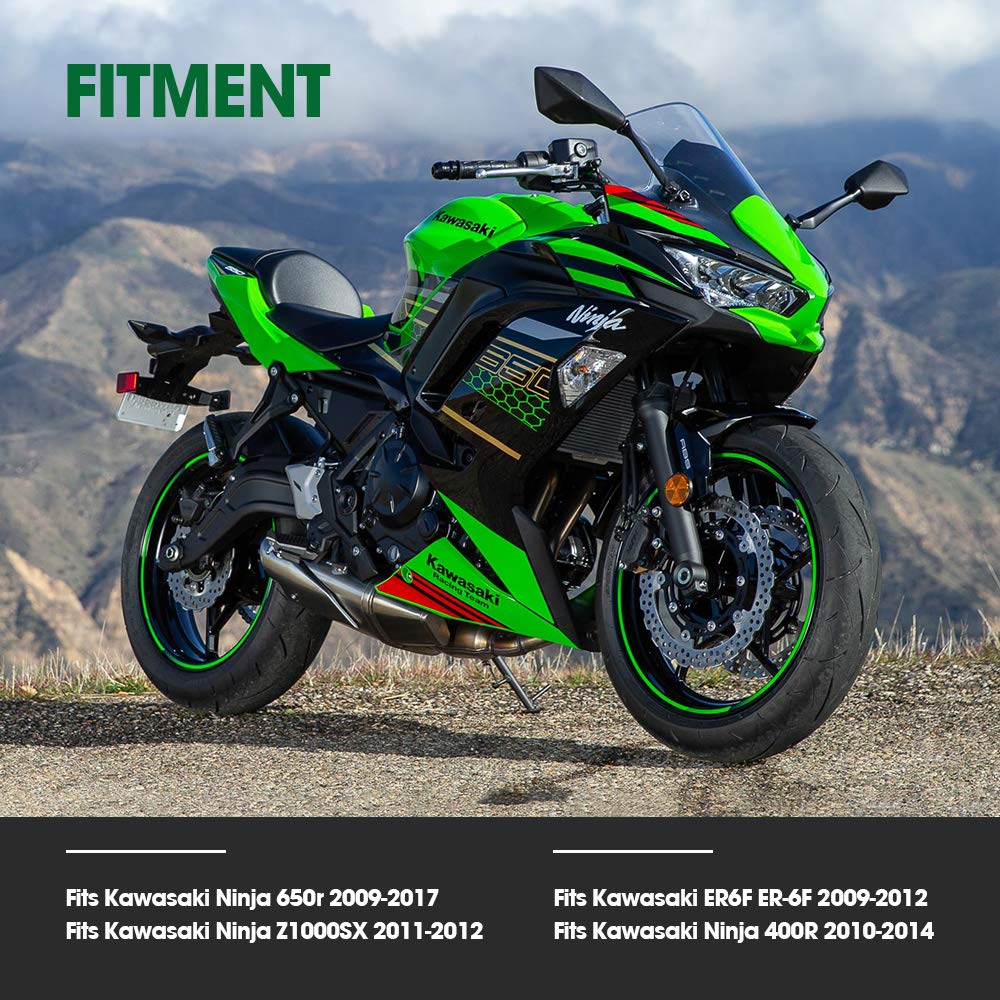 Photo of Motorcycle Mirrors Rear View for Ninja 650R by Kemimoto - Premium for UTVs / Side by Sides