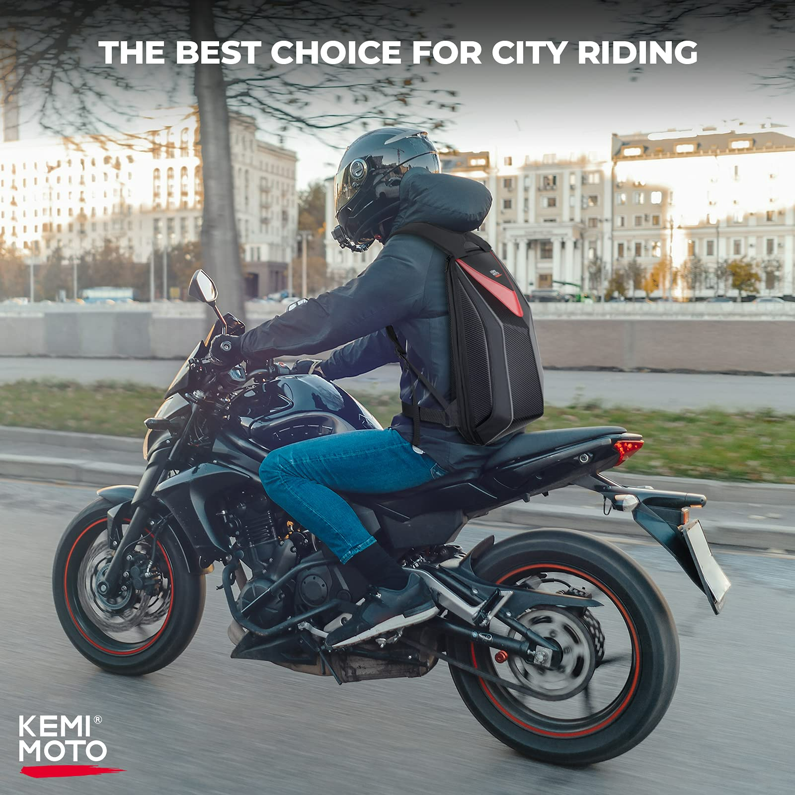 Photo of 20L Motorcycle Hardshell Expandable Backpack by Kemimoto - Premium for UTVs / Side by Sides
