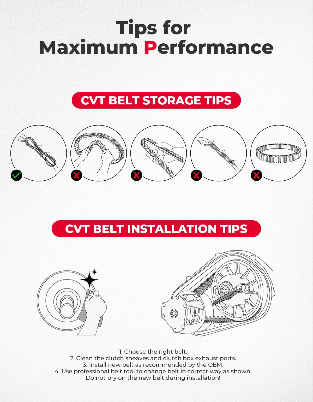 Photo of UTV CVT Drive Belt for Polaris Ranger 570/900 XP/Crew 900 by Kemimoto - Premium for UTVs / Side by Sides