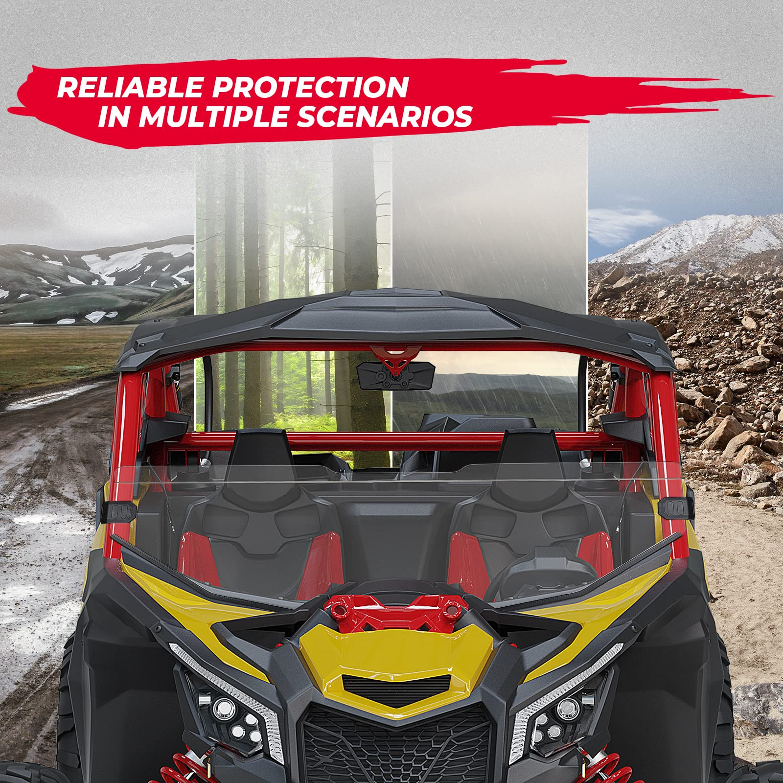 Photo of Kemimoto Front Half Windshield for Can-Am Maverick X3 by Kemimoto - Premium for UTVs / Side by Sides