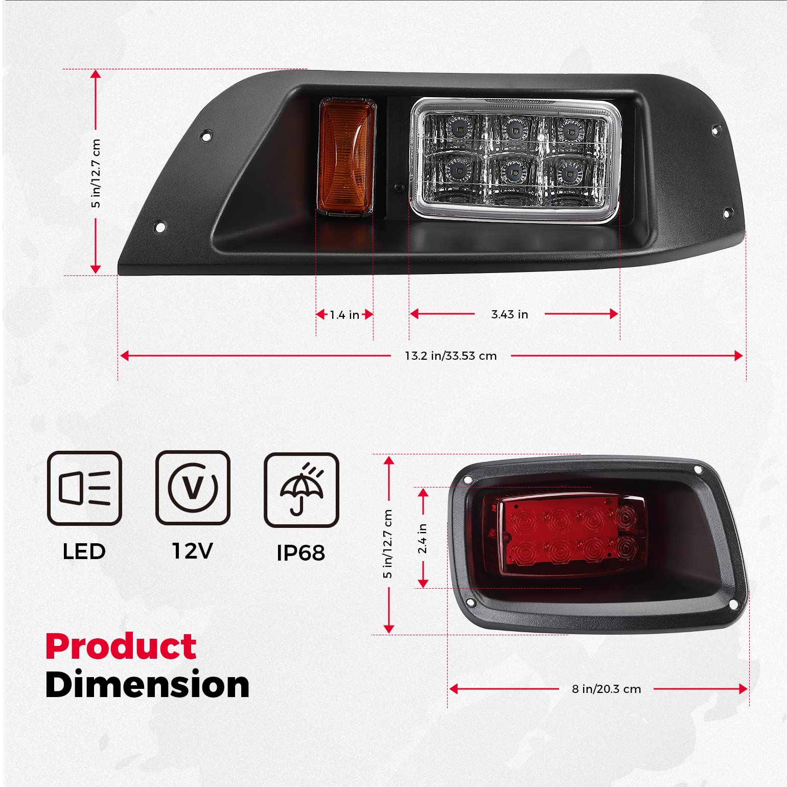 Photo of Golf Cart LED Full Light Kit with Turn Signal Switch for EZGO TXT 1996-2013 by Kemimoto - Premium for UTVs / Side by Sides