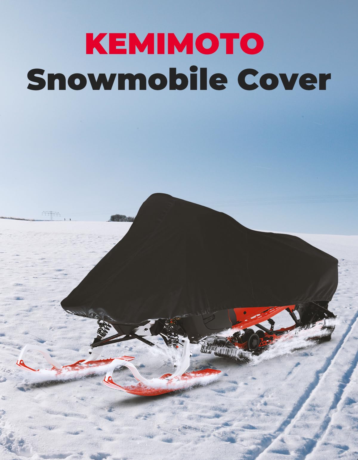 Photo of Snowmobile Cover 420D Heavy-Duty Waterproof Sled Ski Cover by Kemimoto - Premium for UTVs / Side by Sides