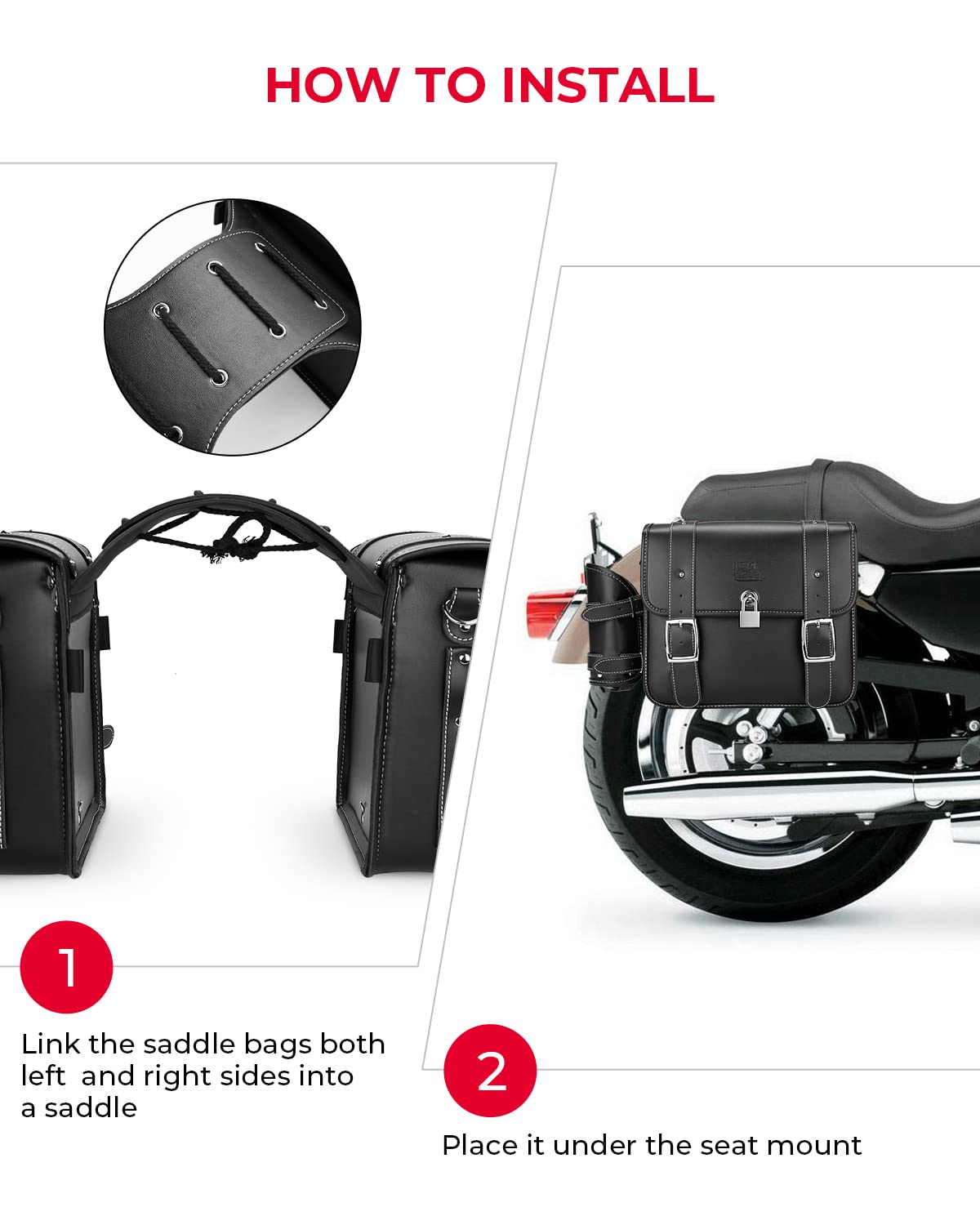 Photo of 20L PU Leather Saddlebags With Cup Holder for Sportster Softail Dyna (1 Pair) by Kemimoto - Premium for UTVs / Side by Sides