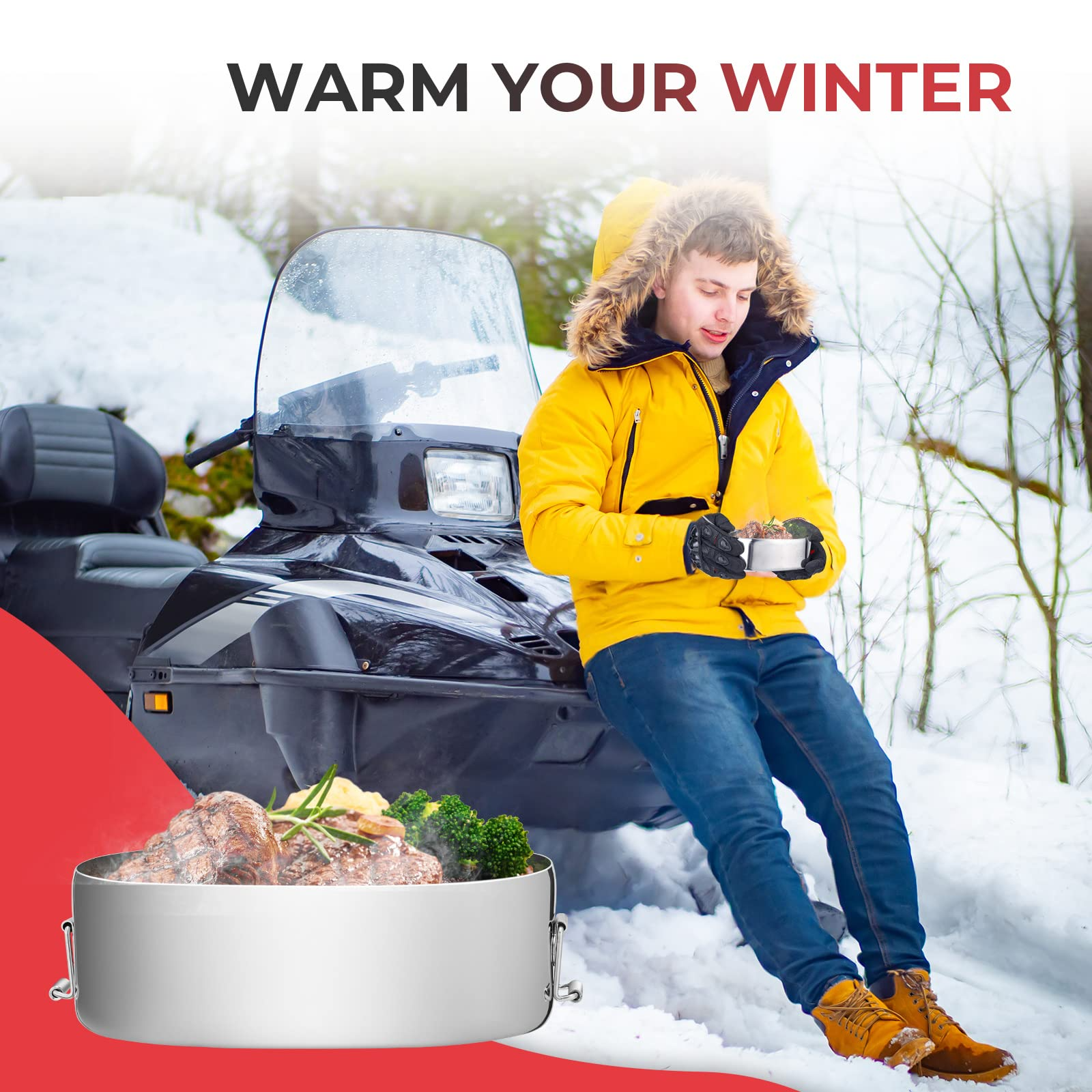 Photo of Snowmobile ATV/ UTV Exhaust Food Warmer Stainless by Kemimoto - Premium for UTVs / Side by Sides