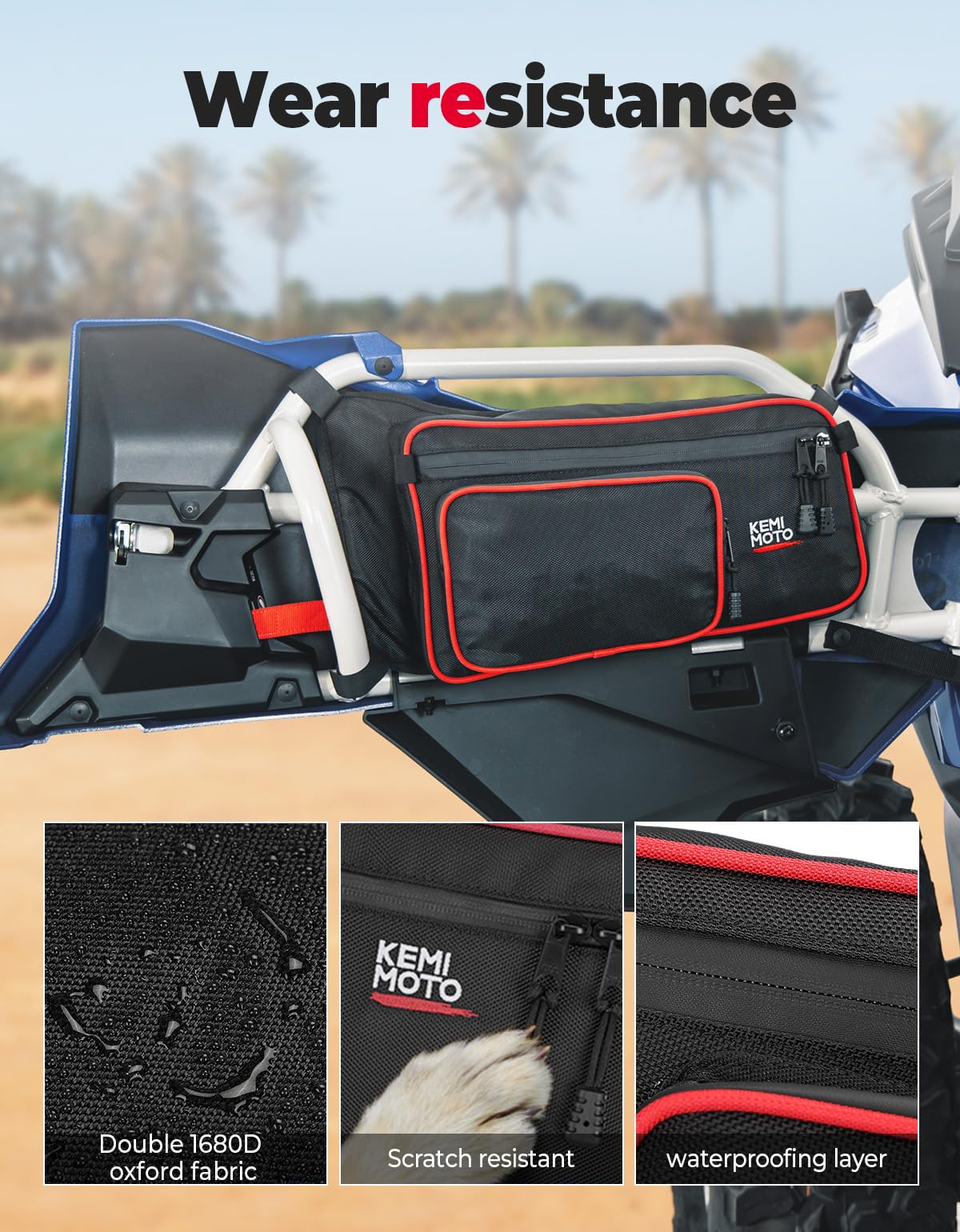 Photo of Kemimoto Front and Rear Door Bags for Can-Am Maverick X3 Max - Red by Kemimoto - Premium for UTVs / Side by Sides