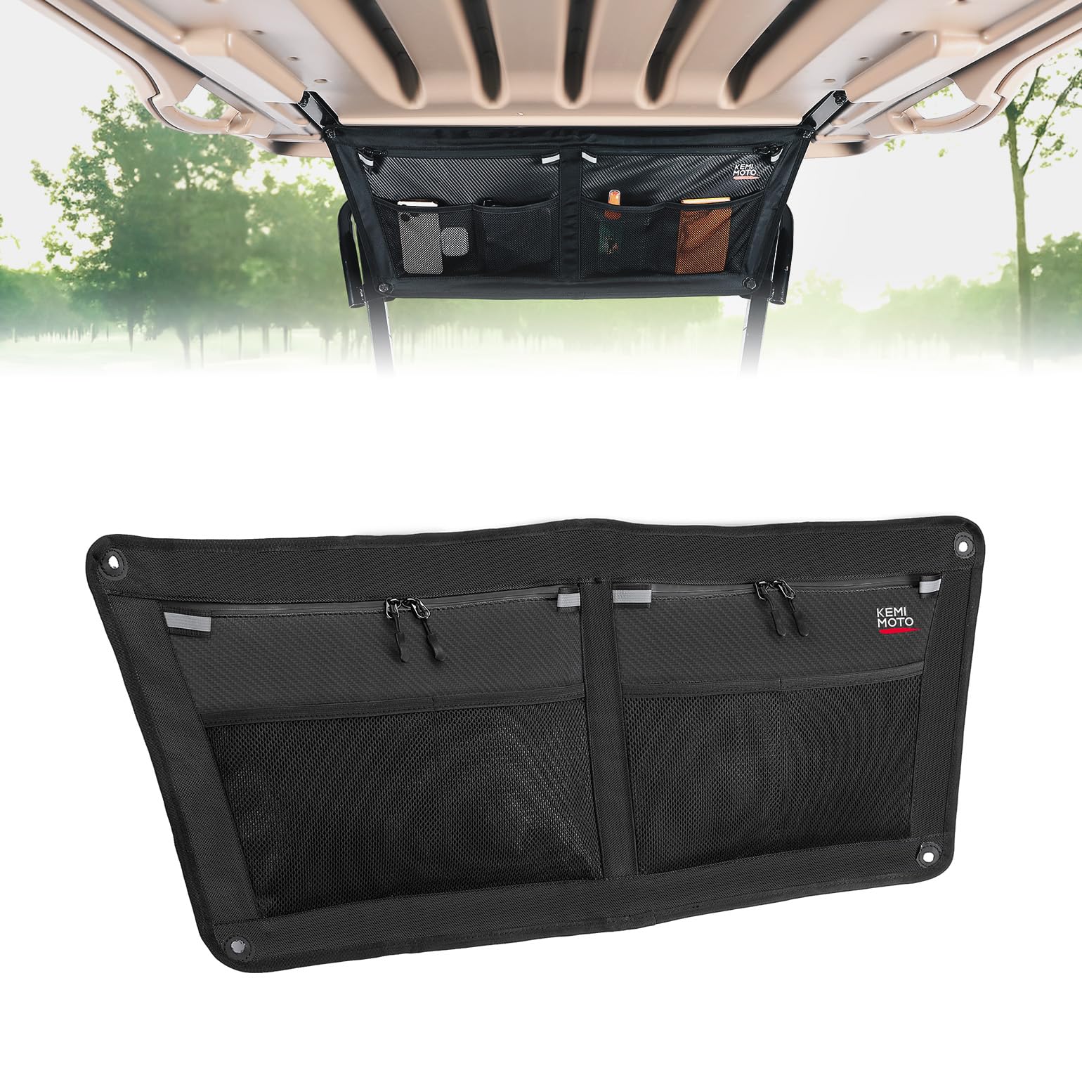 Photo of Golf Cart Overhead Storage Bag for 2/2+2 Passenger EZGO RXV by Kemimoto - Premium for UTVs / Side by Sides