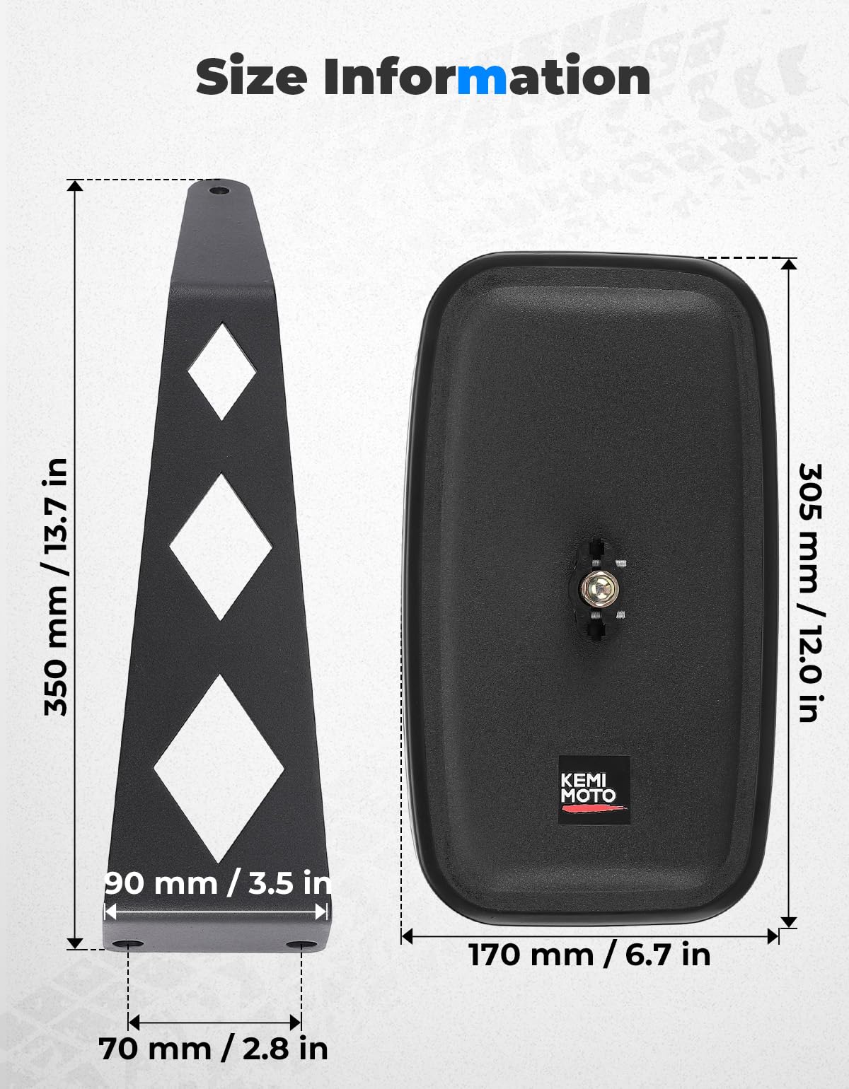 Photo of Tractor Side Mirrors for John Deere 5000 & 6000 Series by Kemimoto - Premium for UTVs / Side by Sides