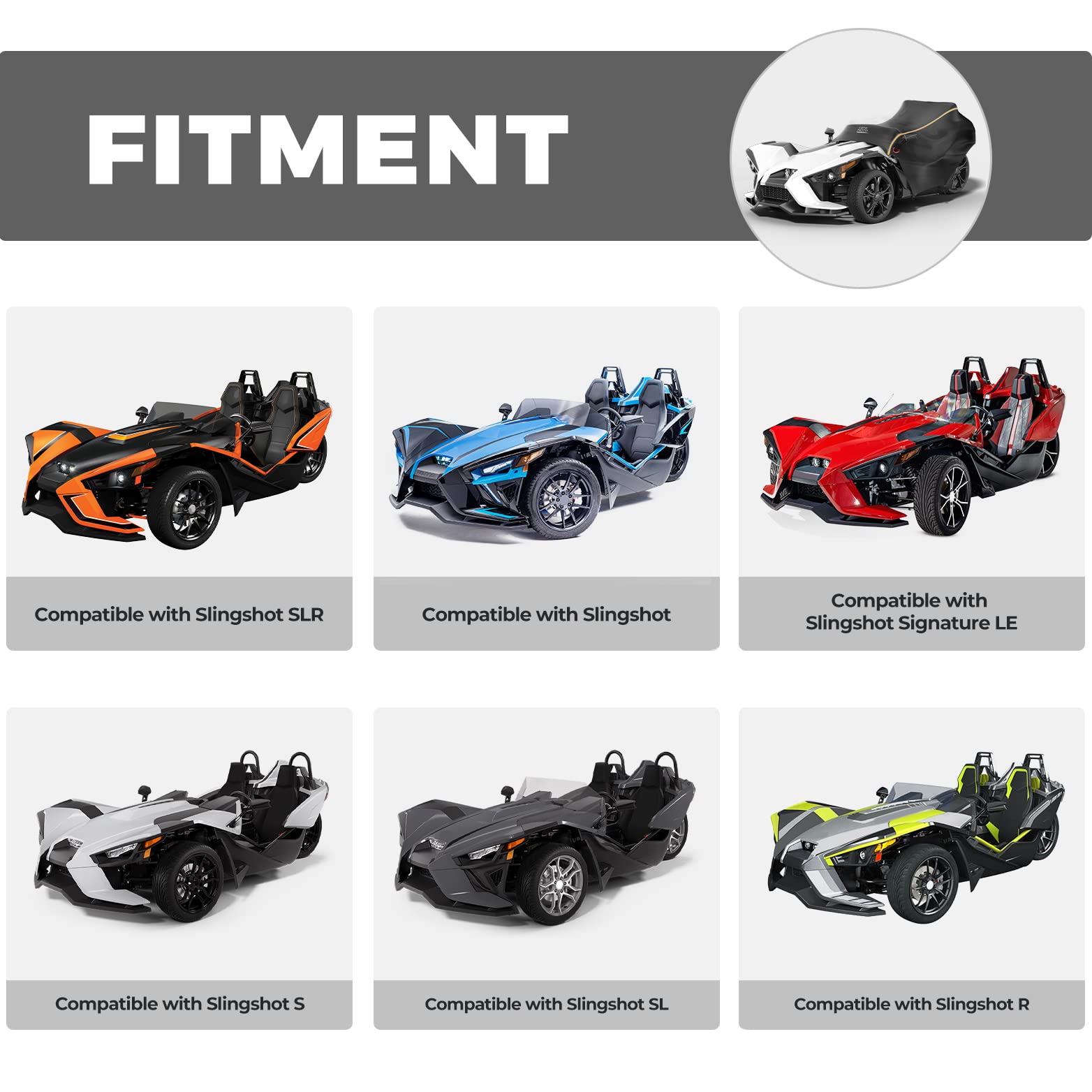 Photo of Kemimoto Half Cover Cockpit Cover for Polaris Slingshot S/R/SL/SLR/GT by Kemimoto - Premium for UTVs / Side by Sides