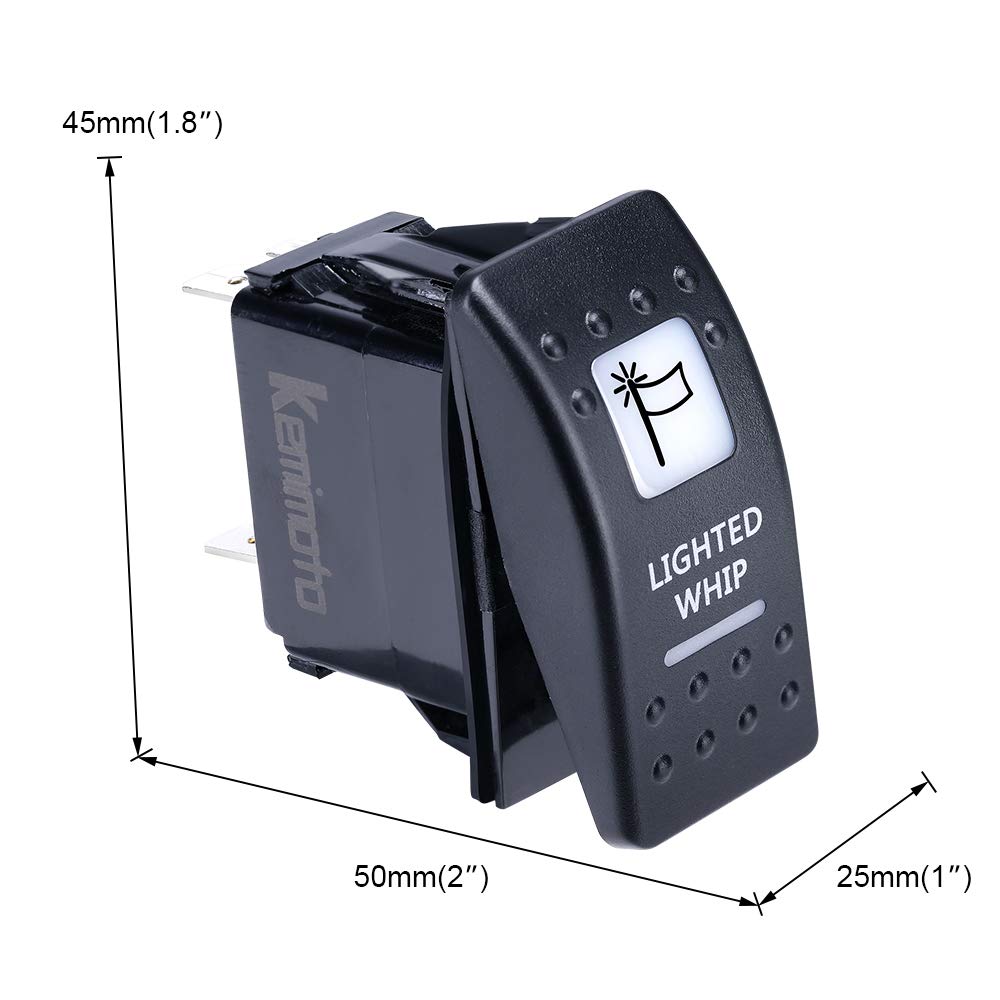 Photo of Lighted Whip Illuminated Marine Rocker Switch 12V by Kemimoto - Premium for UTVs / Side by Sides